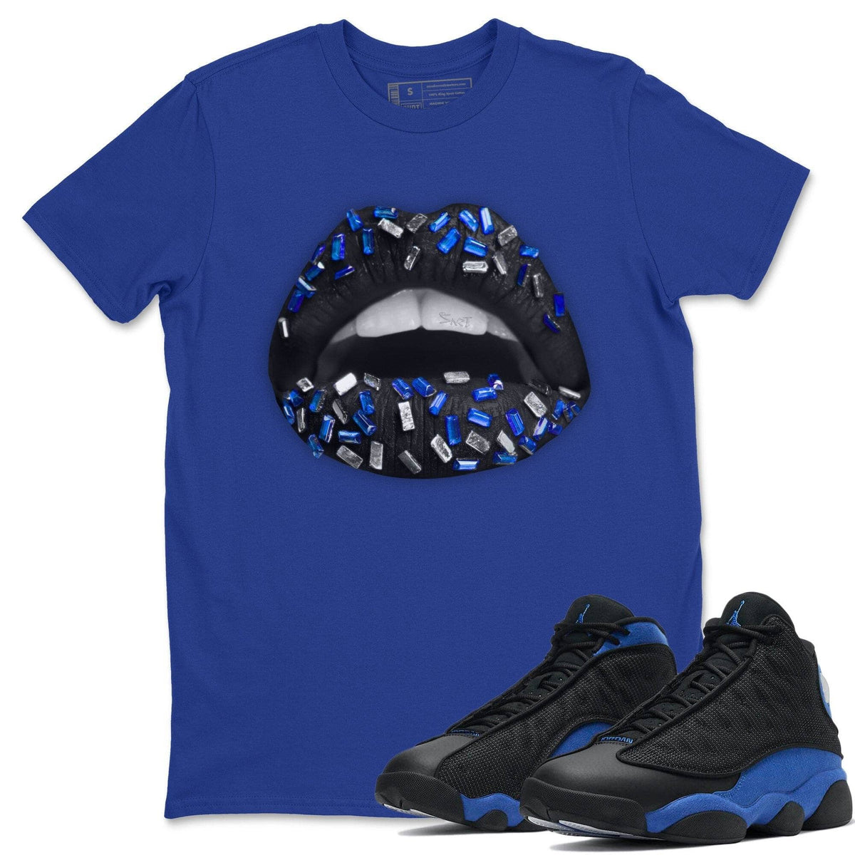 Jordan 13 Hyper Royal Shirt To Match Jordans Lips Jewel Sneaker Tees Jordan 13 Hyper Royal Drip Gear Zone Sneaker Matching Clothing Unisex Shirts