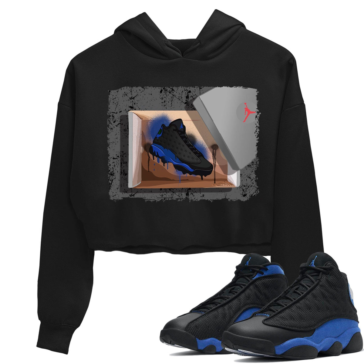 Jordan 13 Hyper Royal Sneaker Matching T-Shirt New Kicks Sneaker Tees Jordan 13 Hyper Royal Sneaker Release Tees Women's Shirts