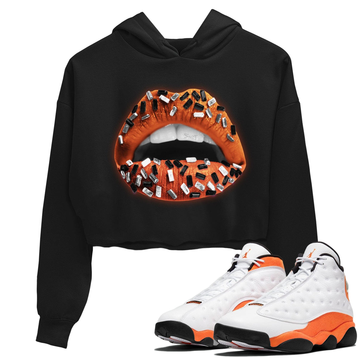 Jordan 13 Starfish Sneaker Matching T-Shirt Lips Jewel Sneaker Tees Jordan 13 Starfish Sneaker Release Tees Women's Shirts