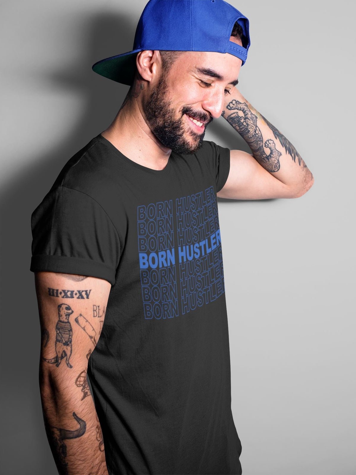 Jordan 14 Hyper Royal Sneaker Matching T-Shirt Born Hustler Sneaker Tees Jordan 14 Hyper Royal Sneaker Release Tees Crew Neck Tees
