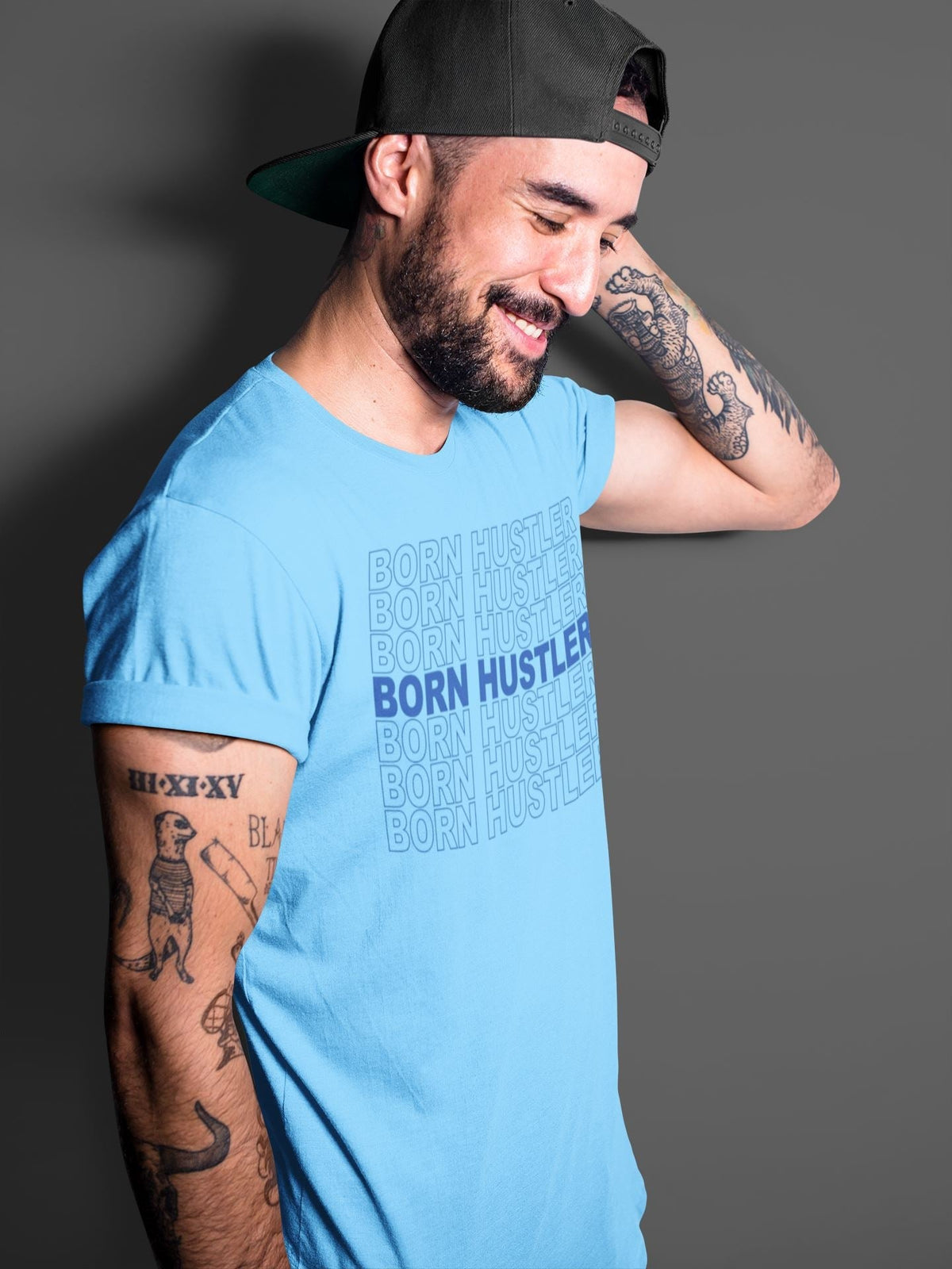 Jordan 14 Hyper Royal Sneaker Matching T-Shirt Born Hustler Sneaker Tees Jordan 14 Hyper Royal Sneaker Release Tees Crew Neck Tees