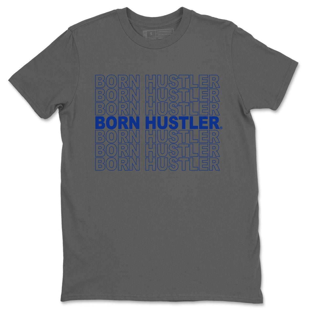 Jordan 14 Hyper Royal Sneaker Matching T-Shirt Born Hustler Sneaker Tees Jordan 14 Hyper Royal Sneaker Release Tees Crew Neck Tees