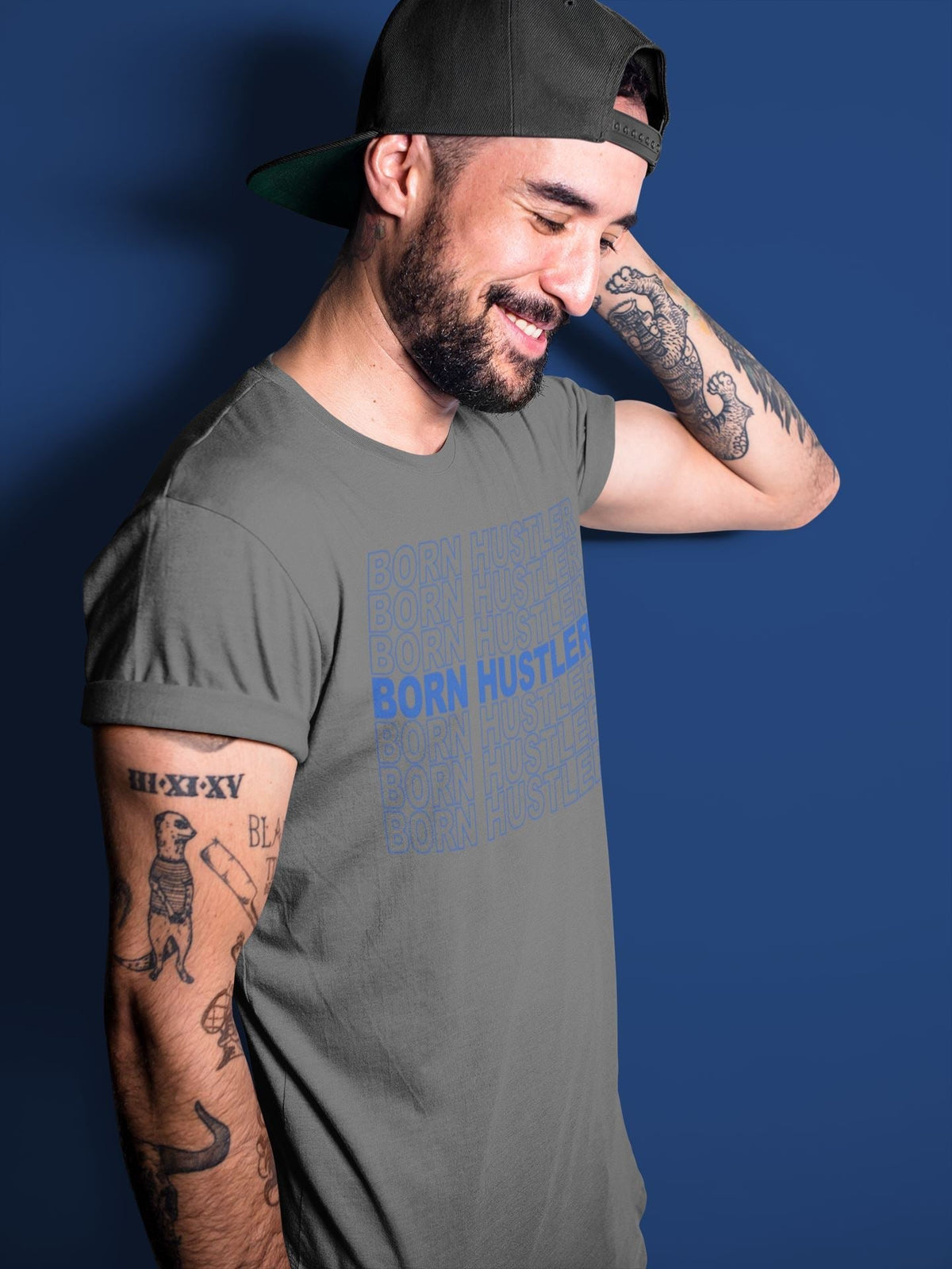 Jordan 14 Hyper Royal Sneaker Matching T-Shirt Born Hustler Sneaker Tees Jordan 14 Hyper Royal Sneaker Release Tees Crew Neck Tees