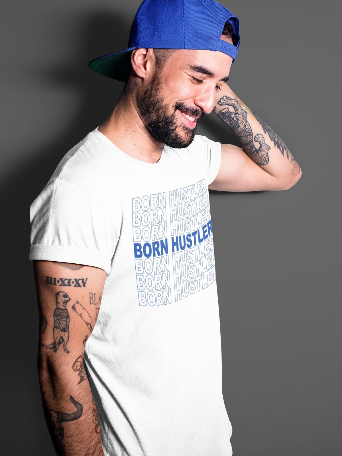 Jordan 14 Hyper Royal Sneaker Matching T-Shirt Born Hustler Sneaker Tees Jordan 14 Hyper Royal Sneaker Release Tees Crew Neck Tees