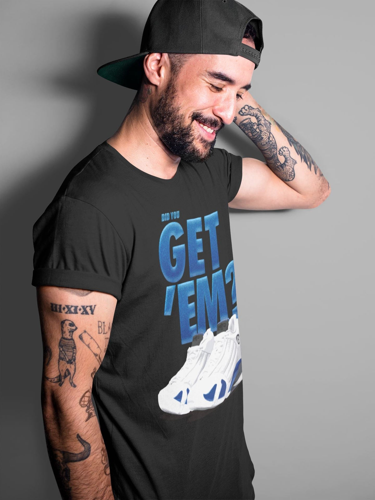 Jordan 14 Hyper Royal Sneaker Matching T-Shirt Did You Get Em SNRT Sneaker Tees Jordan 14 Hyper Royal Drip Gear Zone Crew Neck Tees