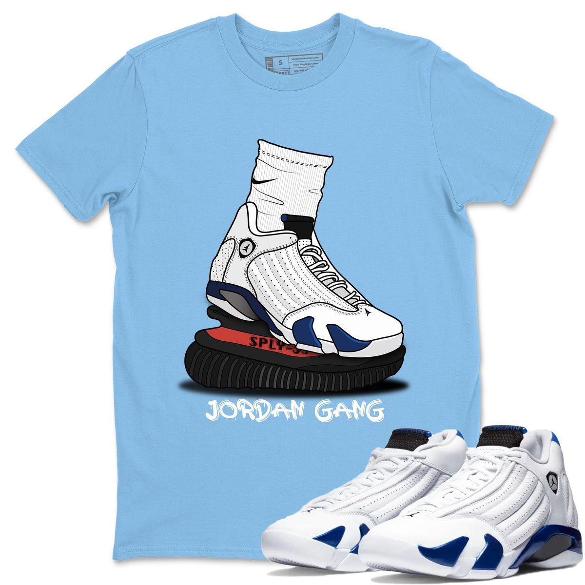 Jordan 14 Hyper Royal Sneaker Matching T-Shirt Jordan Gang Sneaker Tees Jordan 14 Hyper Royal Sneaker Release Tees Crew Neck Tees