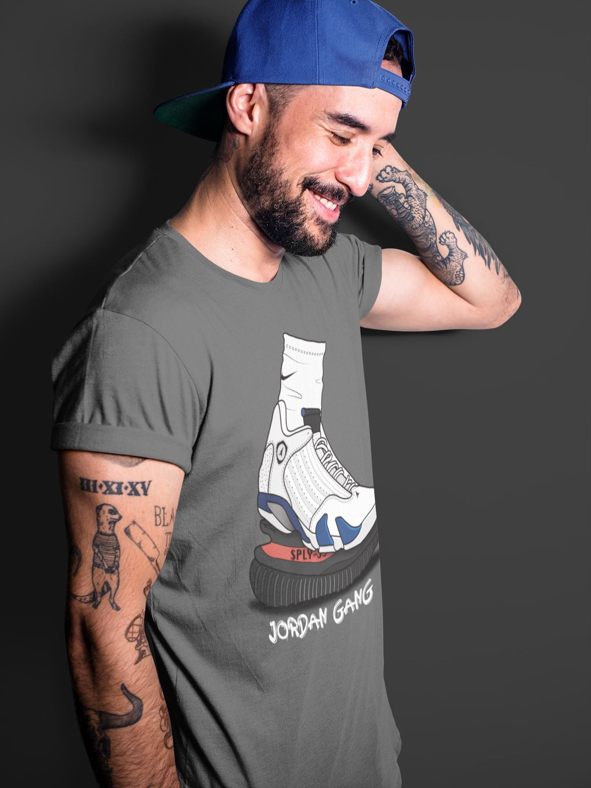 Jordan 14 Hyper Royal Sneaker Matching T-Shirt Jordan Gang Sneaker Tees Jordan 14 Hyper Royal Sneaker Release Tees Crew Neck Tees