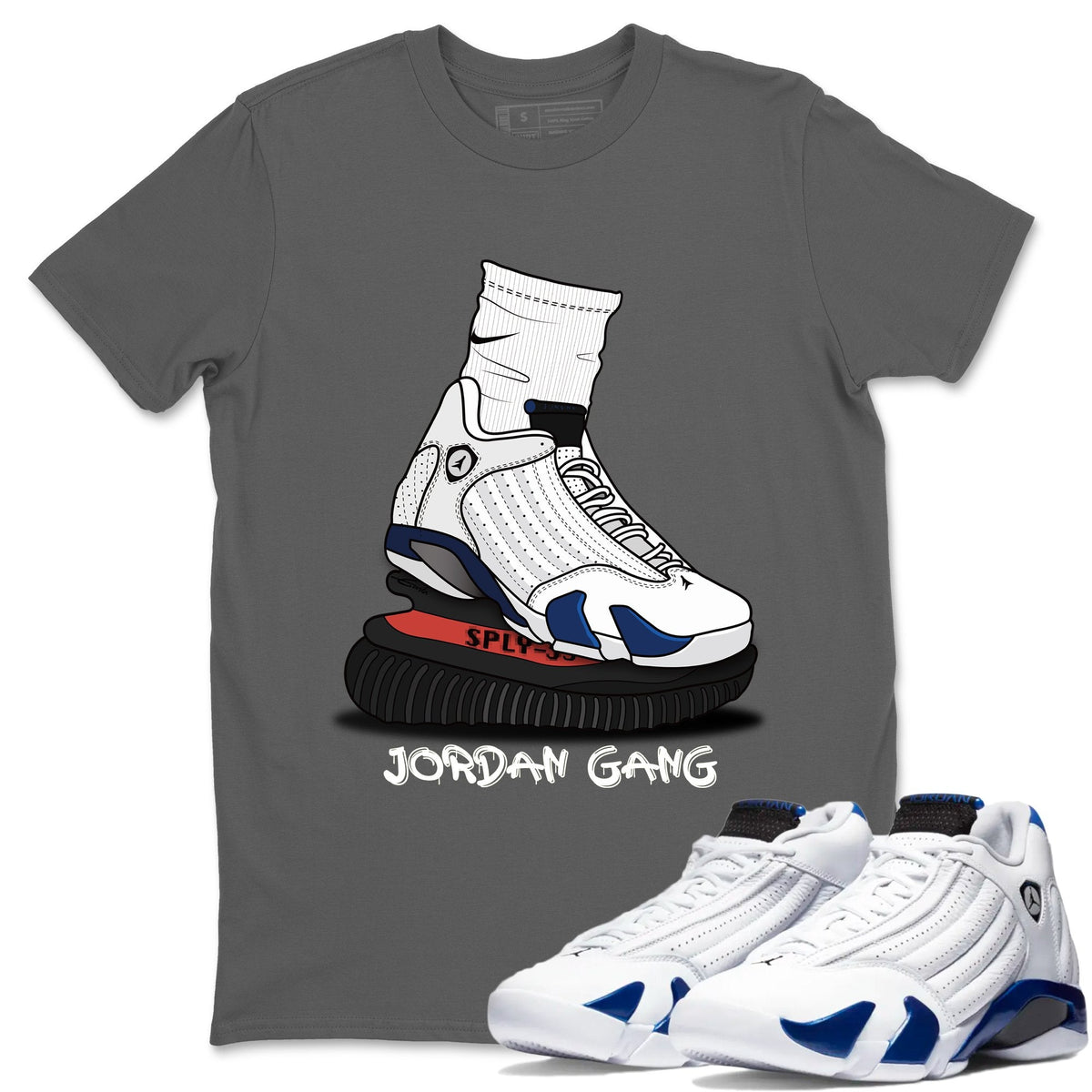 Jordan 14 Hyper Royal Sneaker Matching T-Shirt Jordan Gang Sneaker Tees Jordan 14 Hyper Royal Sneaker Release Tees Crew Neck Tees