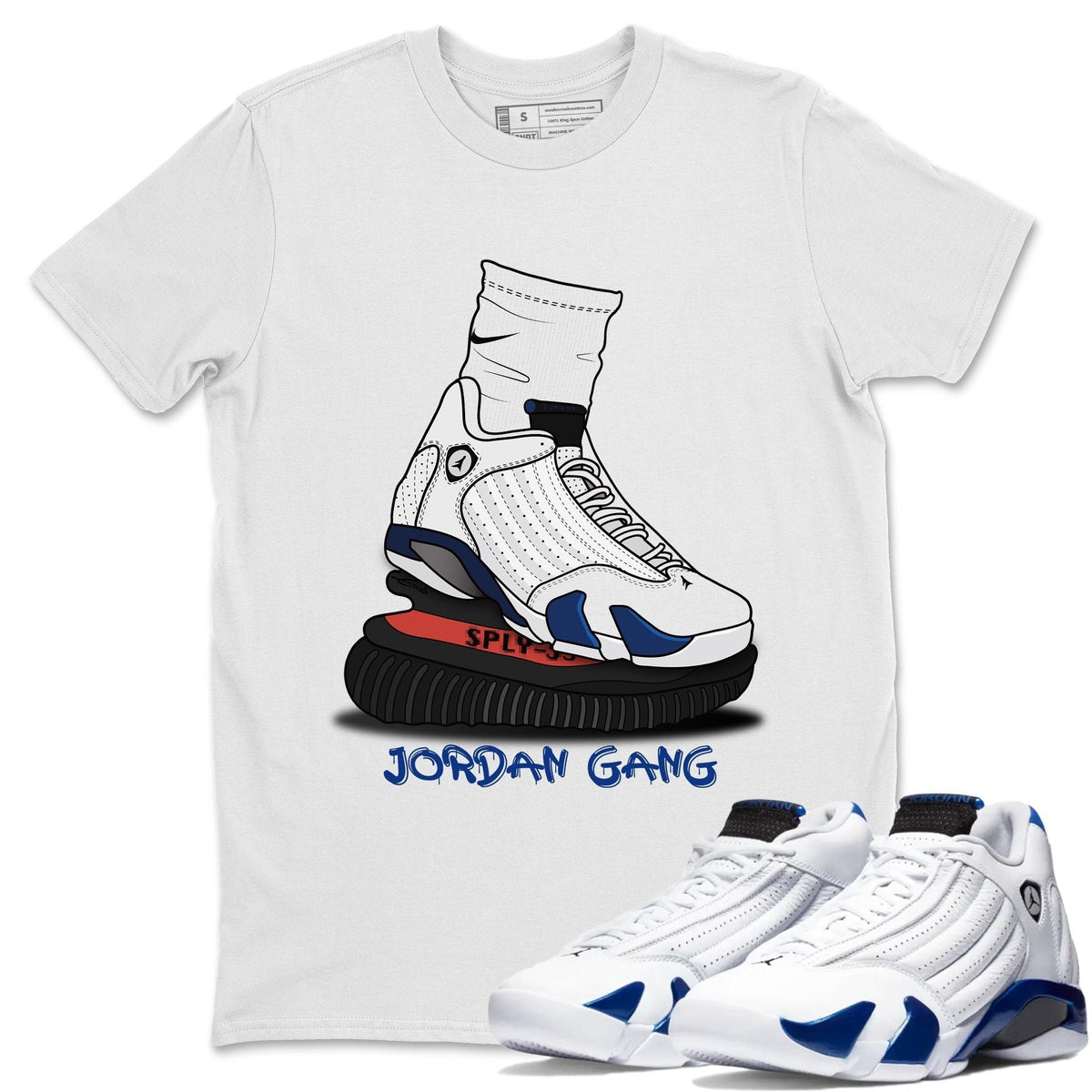 Jordan 14 Hyper Royal Sneaker Matching T-Shirt Jordan Gang Sneaker Tees Jordan 14 Hyper Royal Sneaker Release Tees Crew Neck Tees
