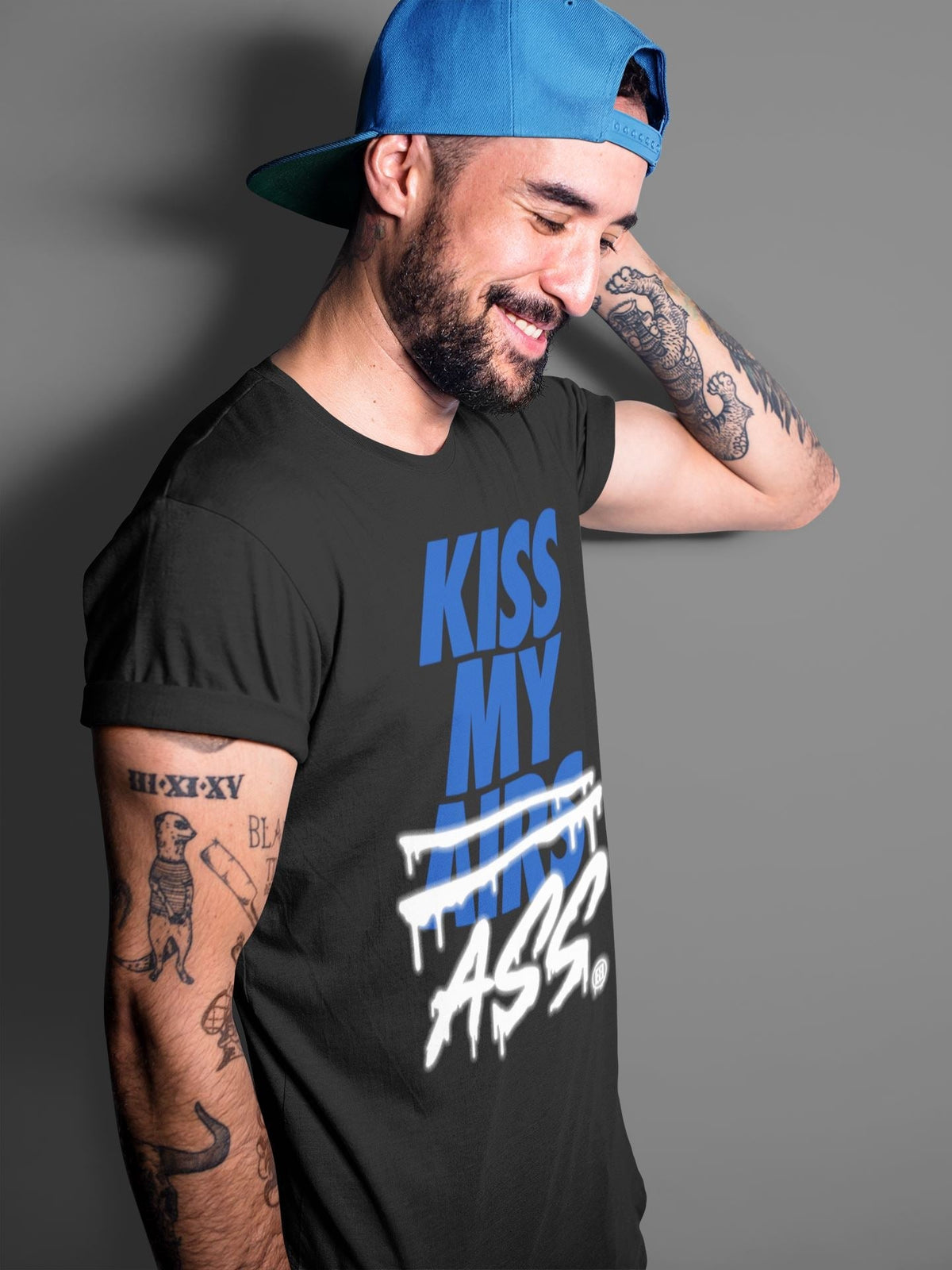 Jordan 14 Hyper Royal Sneaker Matching T-Shirt Kiss My Ass Sneaker Tees Jordan 14 Hyper Royal Sneaker Release Tees Crew Neck Tees