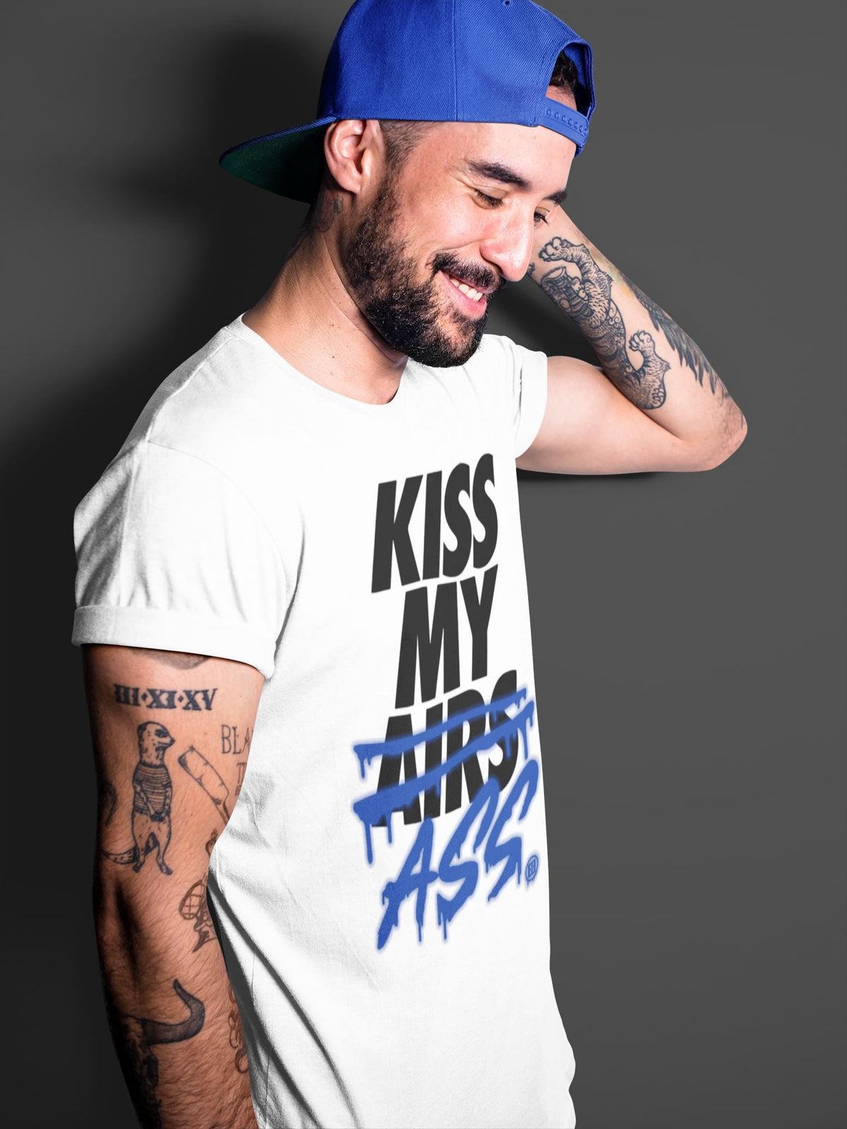 Jordan 14 Hyper Royal Sneaker Matching T-Shirt Kiss My Ass Sneaker Tees Jordan 14 Hyper Royal Sneaker Release Tees Crew Neck Tees