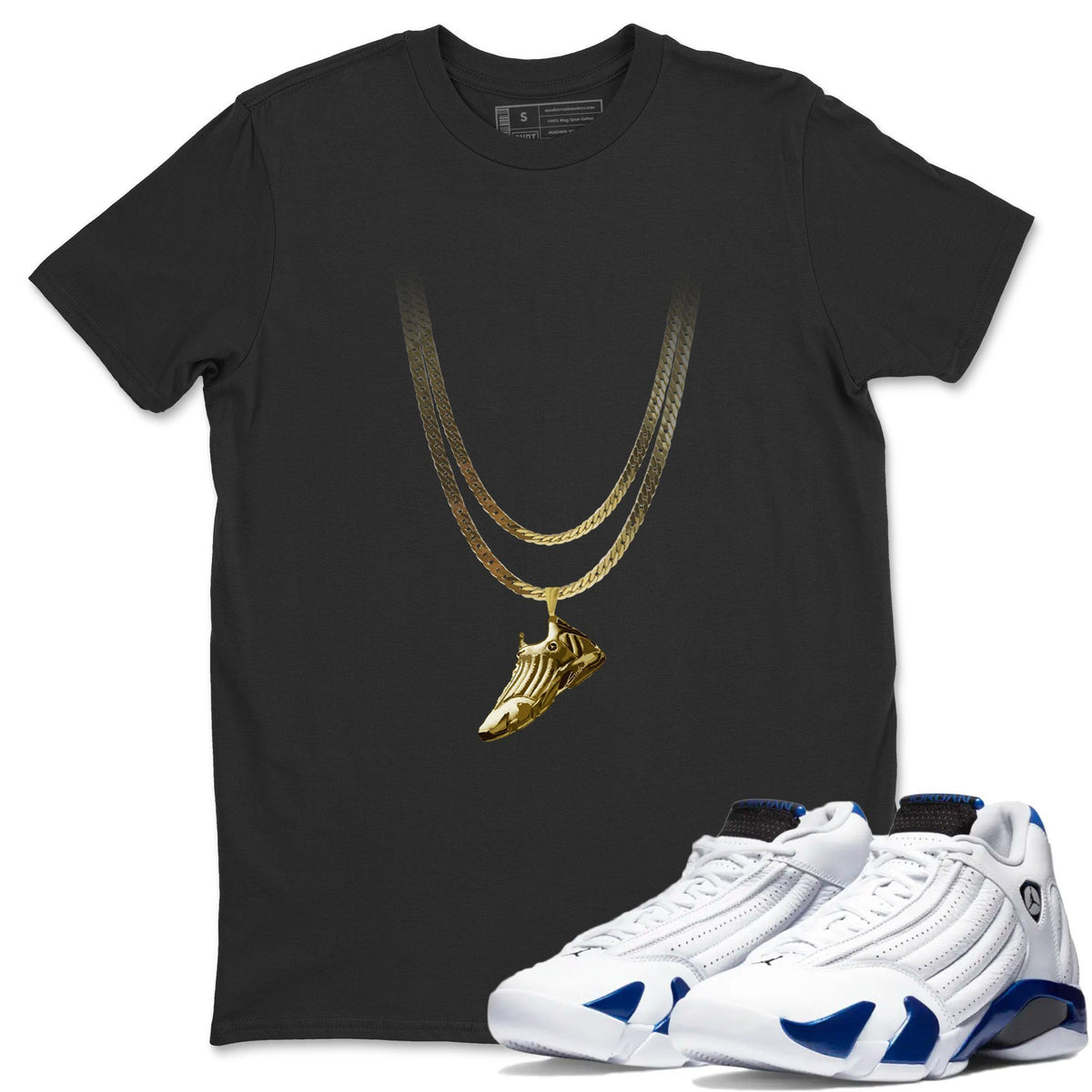 Jordan 14 Hyper Royal Sneaker Matching T-Shirt Shoe Pendant Sneaker Tees Jordan 14 Hyper Royal Sneaker Release Tees Crew Neck Tees
