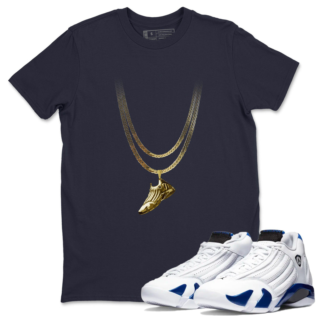 Jordan 14 Hyper Royal Sneaker Matching T-Shirt Shoe Pendant Sneaker Tees Jordan 14 Hyper Royal Sneaker Release Tees Crew Neck Tees