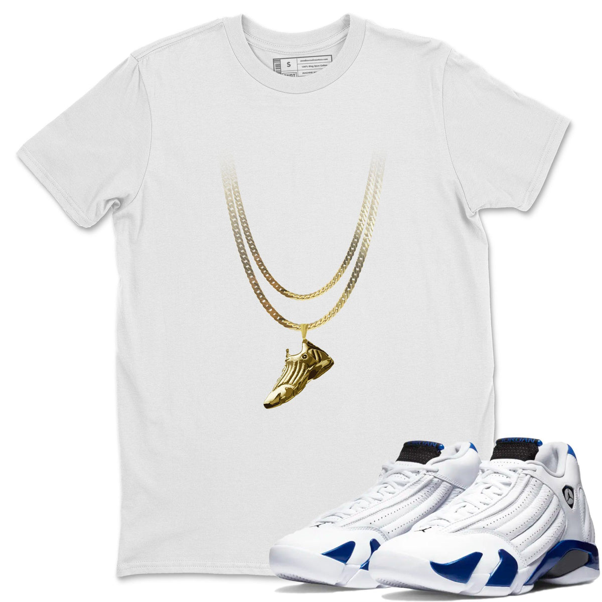 Jordan 14 Hyper Royal Sneaker Matching T-Shirt Shoe Pendant Sneaker Tees Jordan 14 Hyper Royal Sneaker Release Tees Crew Neck Tees