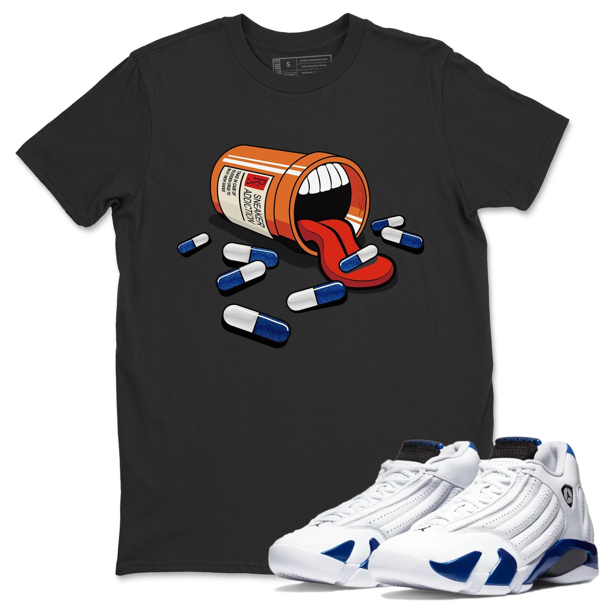Jordan 14 Hyper Royal Sneaker Matching T-Shirt Sneaker Addiction Sneaker Tees Jordan 14 Hyper Royal Sneaker Release Tees Crew Neck Tees