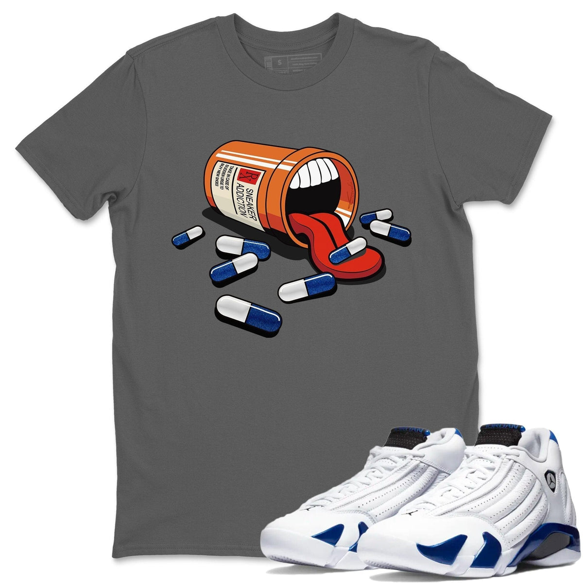 Jordan 14 Hyper Royal Sneaker Matching T-Shirt Sneaker Addiction Sneaker Tees Jordan 14 Hyper Royal Sneaker Release Tees Crew Neck Tees