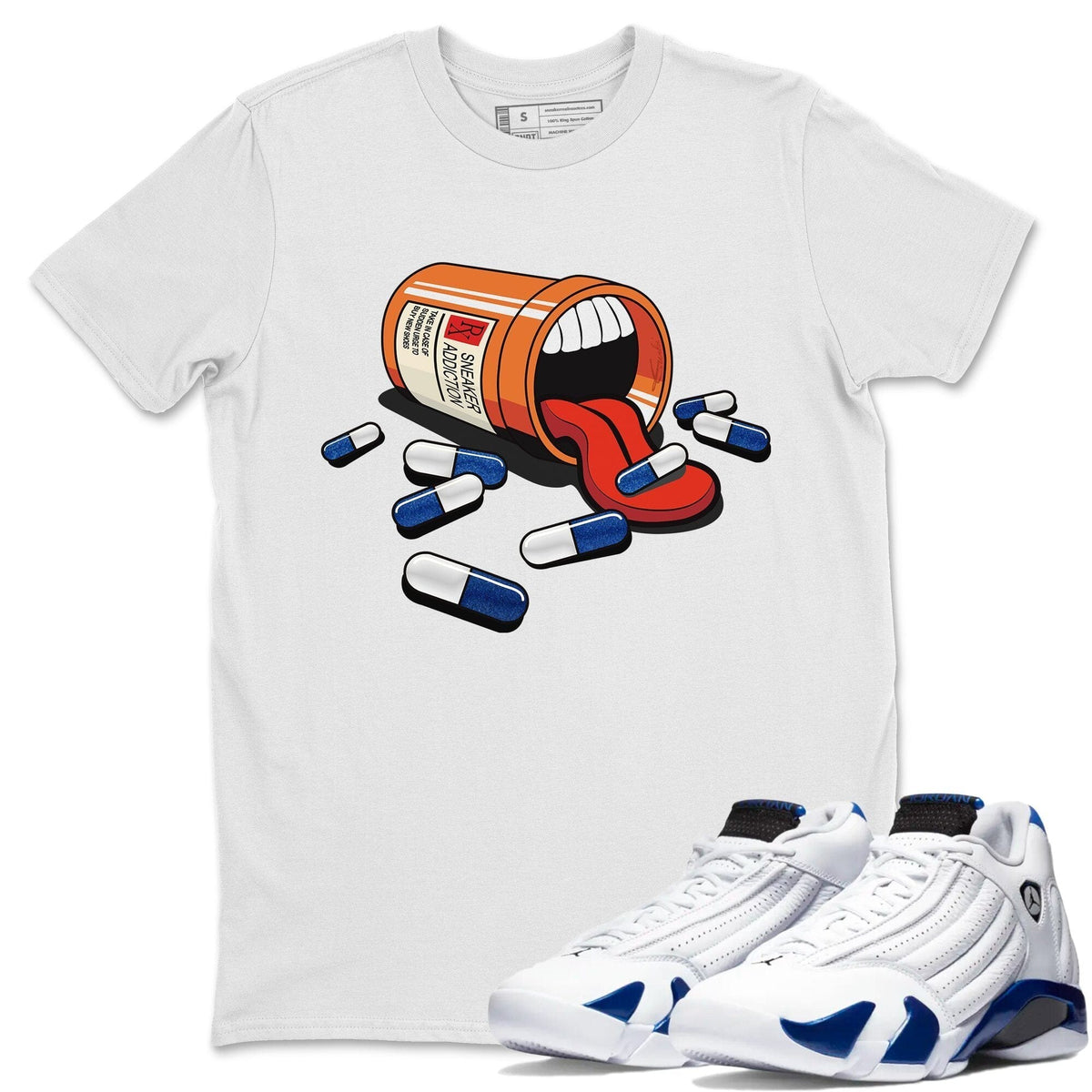 Jordan 14 Hyper Royal Sneaker Matching T-Shirt Sneaker Addiction Sneaker Tees Jordan 14 Hyper Royal Sneaker Release Tees Crew Neck Tees