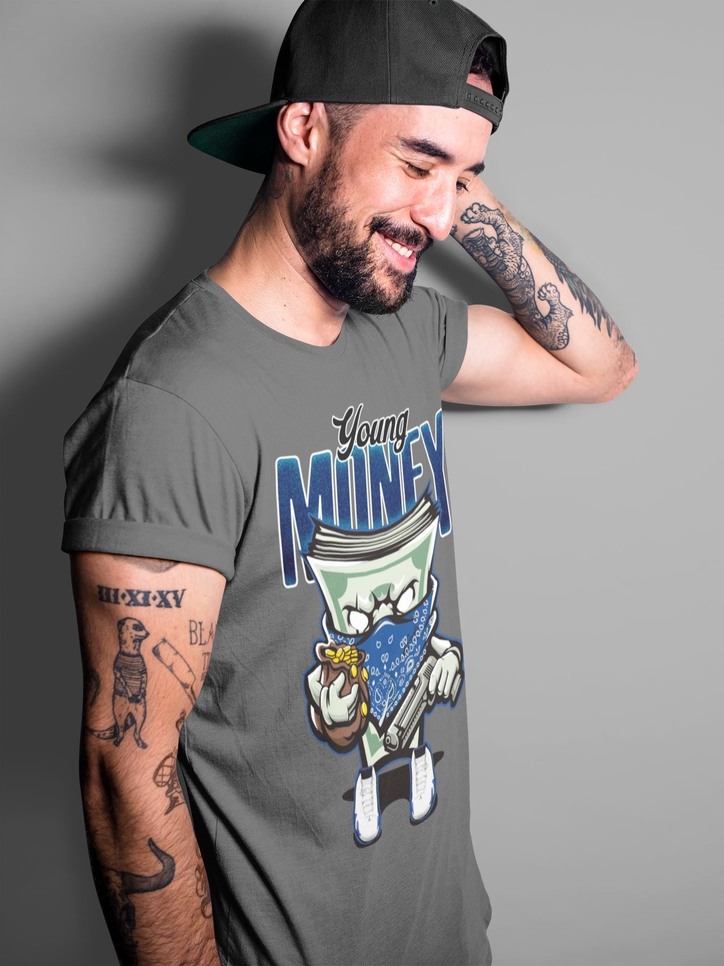 Jordan 14 Hyper Royal Sneaker Matching T-Shirt Young Money Sneaker Tees Jordan 14 Hyper Royal Sneaker Release Tees Crew Neck Tees