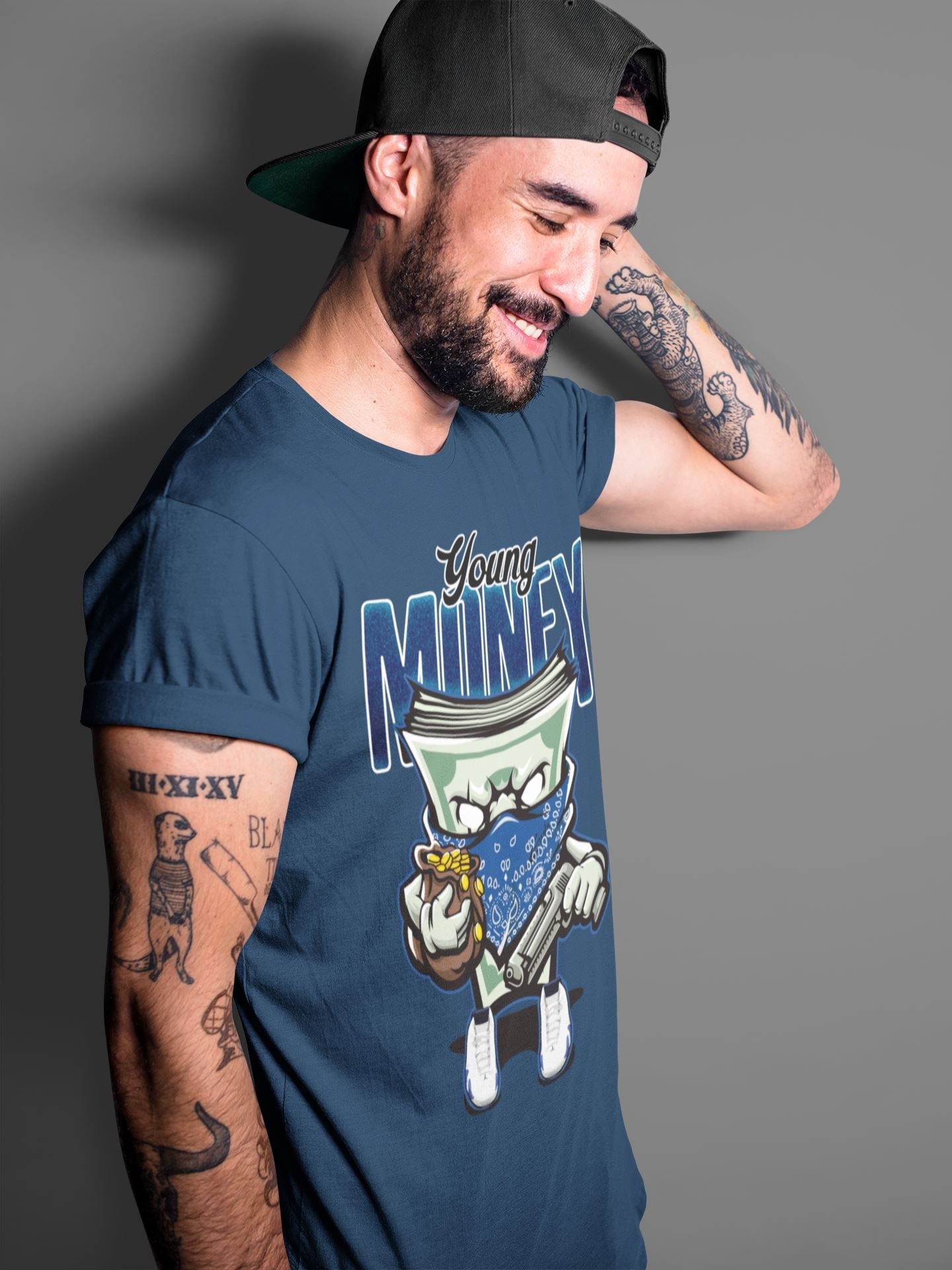 Jordan 14 Hyper Royal Sneaker Matching T-Shirt Young Money Sneaker Tees Jordan 14 Hyper Royal Sneaker Release Tees Crew Neck Tees