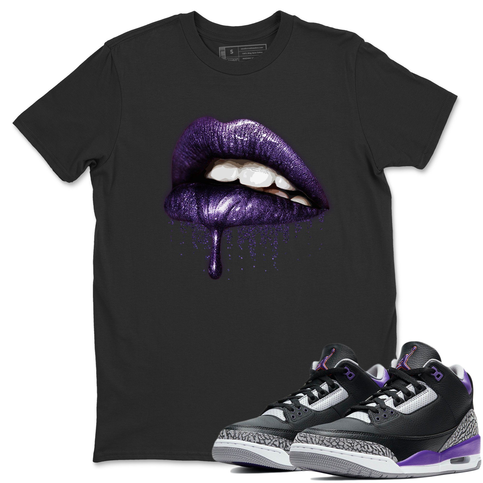 Jordan 3 Court Purple Shirt To Match Jordans Dripping Lips Sneaker Tees Jordan 3 Court Purple Drip Gear Zone Sneaker Matching Clothing Unisex Shirts