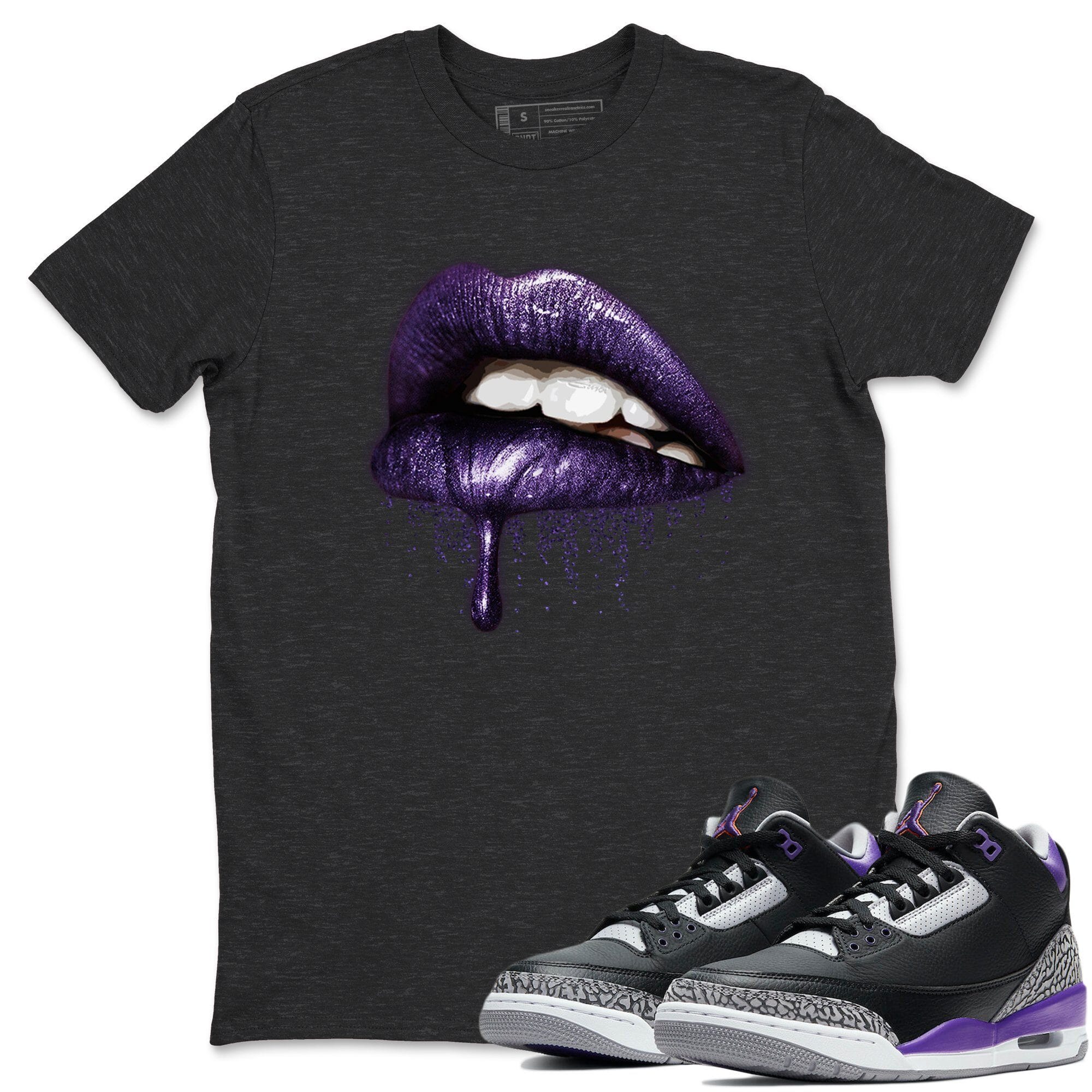 Jordan 3 Court Purple Shirt To Match Jordans Dripping Lips Sneaker Tees Jordan 3 Court Purple Drip Gear Zone Sneaker Matching Clothing Unisex Shirts
