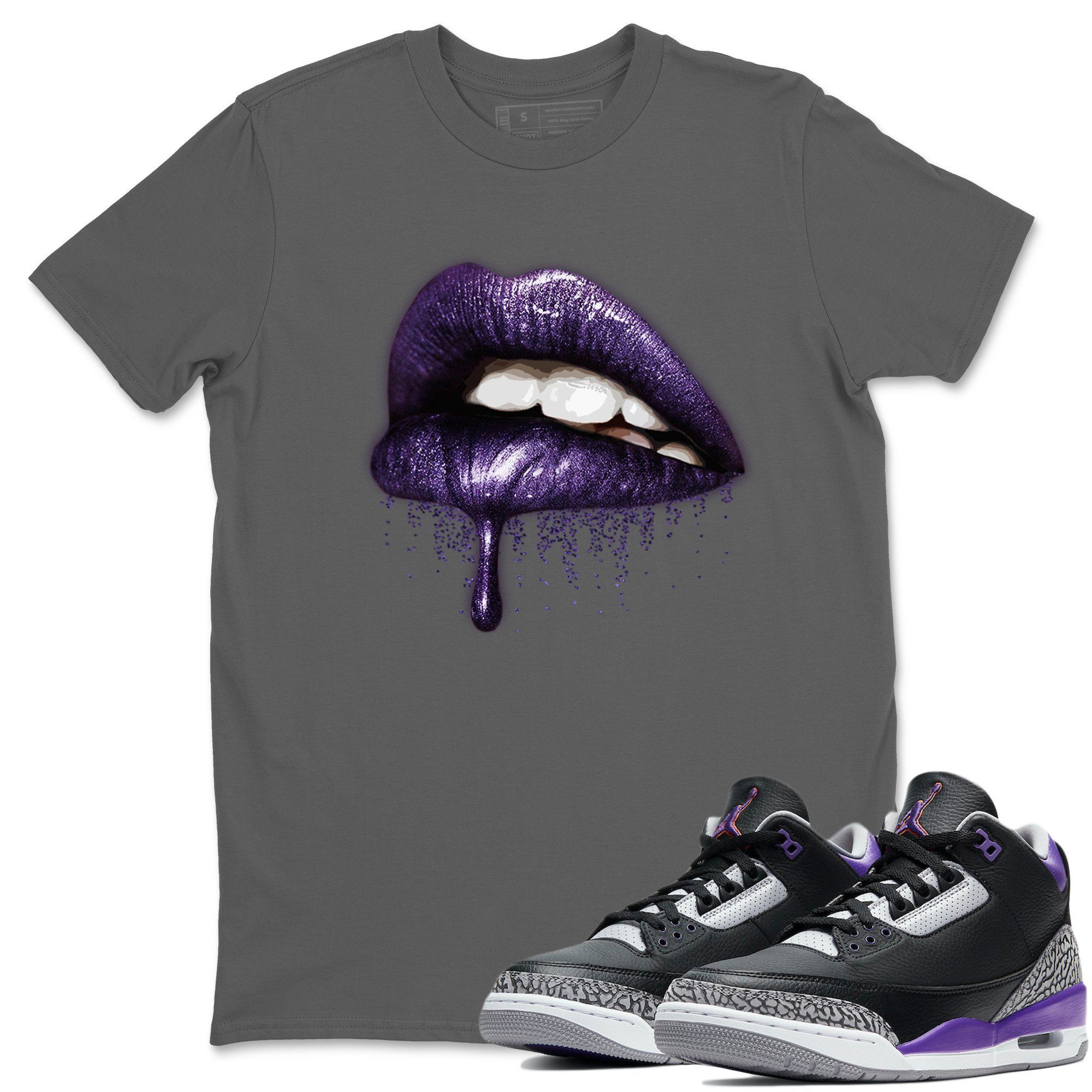 Jordan 3 Court Purple Shirt To Match Jordans Dripping Lips Sneaker Tees Jordan 3 Court Purple Drip Gear Zone Sneaker Matching Clothing Unisex Shirts