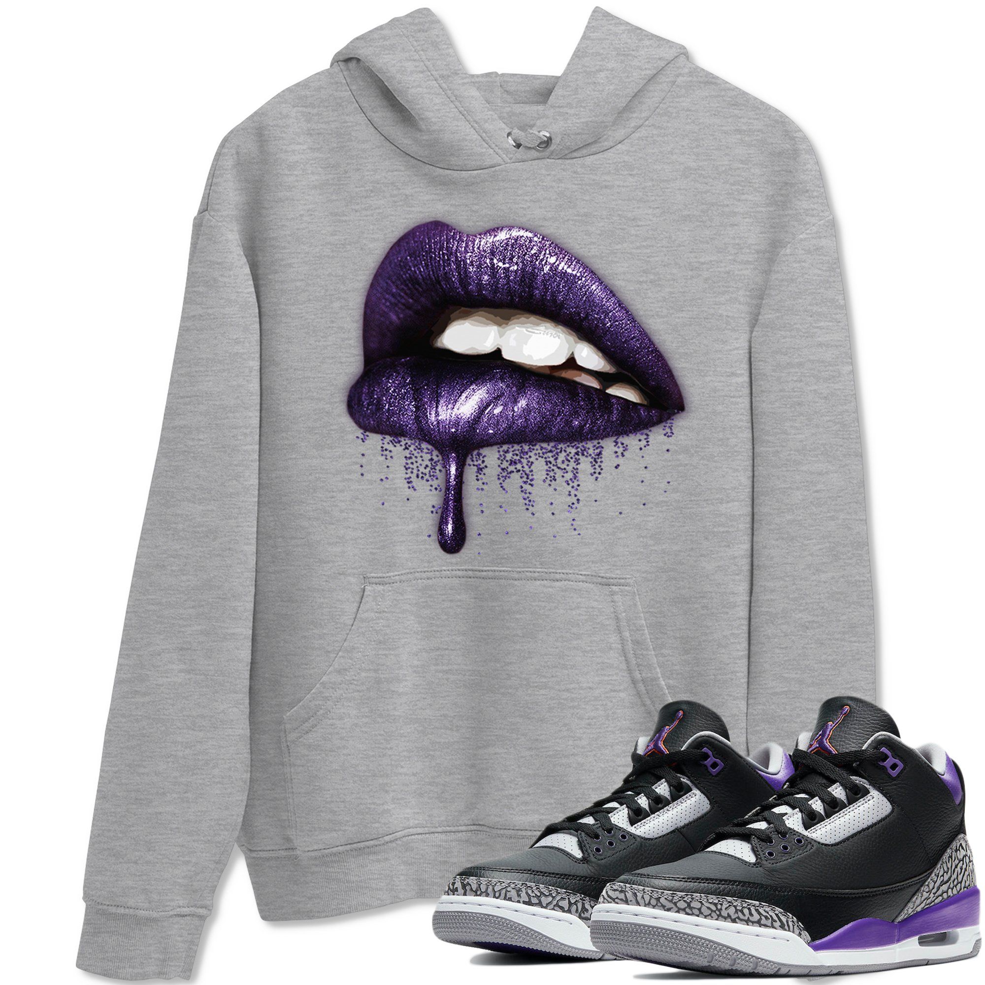 Jordan 3 Court Purple Shirt To Match Jordans Dripping Lips Sneaker Tees Jordan 3 Court Purple Drip Gear Zone Sneaker Matching Clothing Unisex Shirts