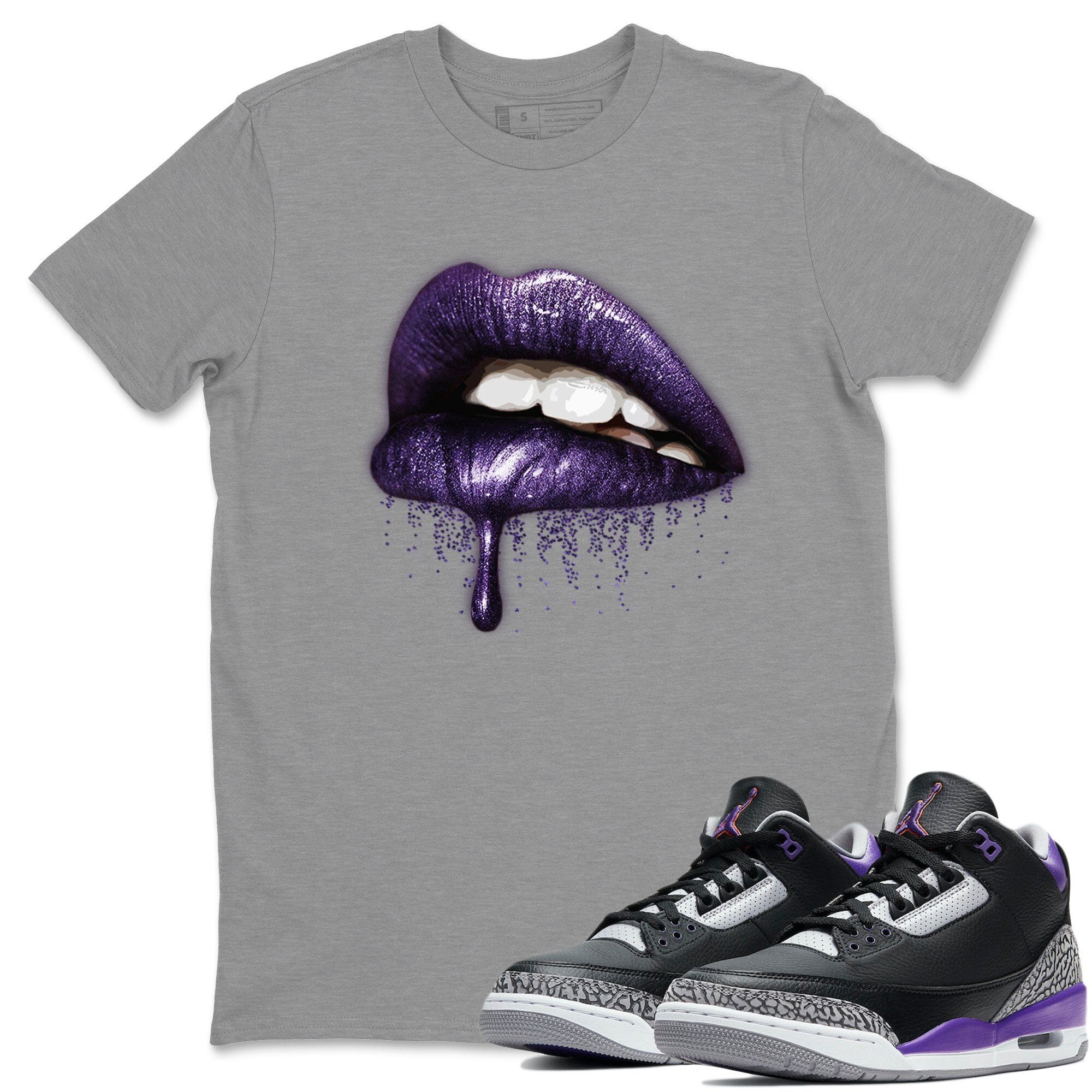 Jordan 3 Court Purple Shirt To Match Jordans Dripping Lips Sneaker Tees Jordan 3 Court Purple Drip Gear Zone Sneaker Matching Clothing Unisex Shirts