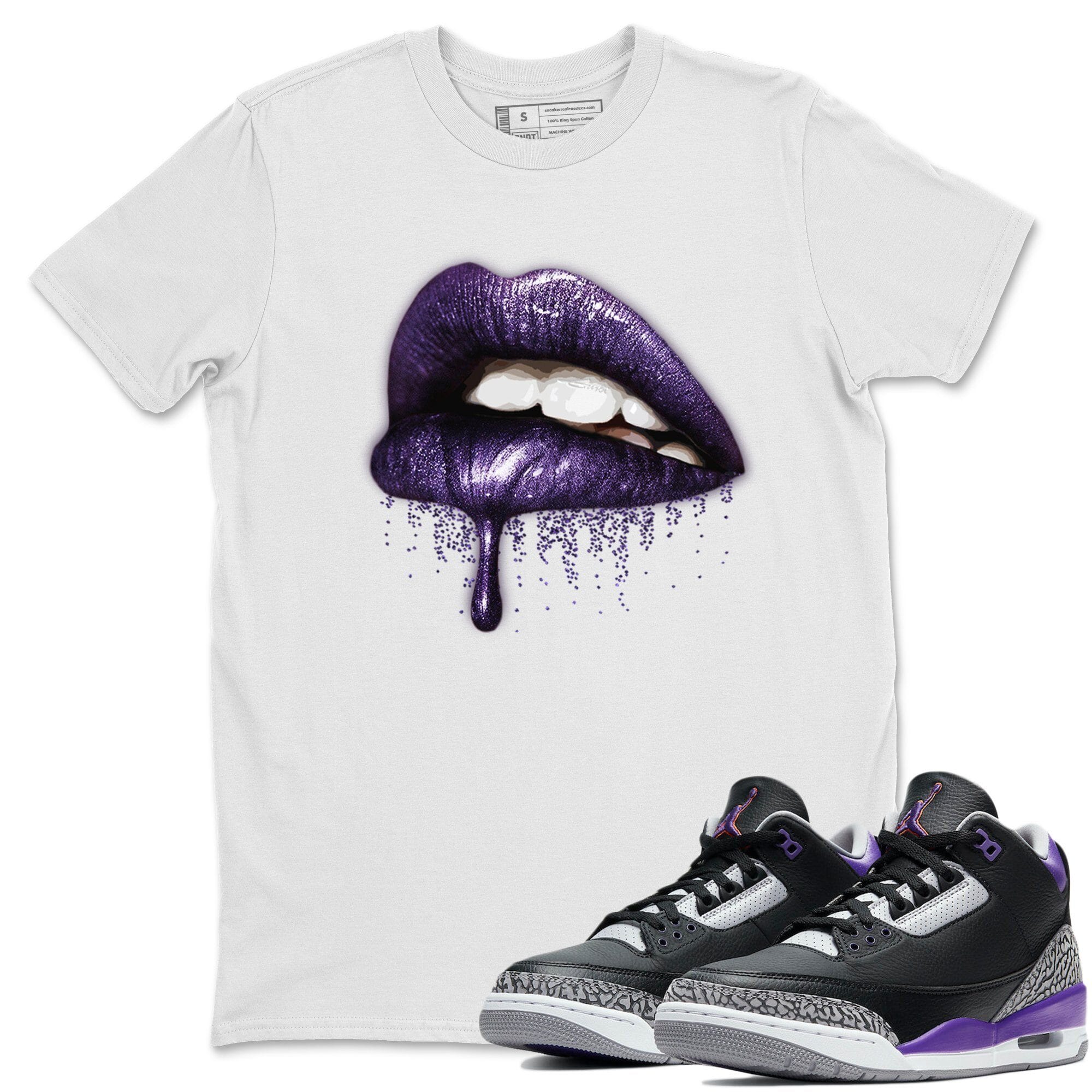 Jordan 3 Court Purple Shirt To Match Jordans Dripping Lips Sneaker Tees Jordan 3 Court Purple Drip Gear Zone Sneaker Matching Clothing Unisex Shirts