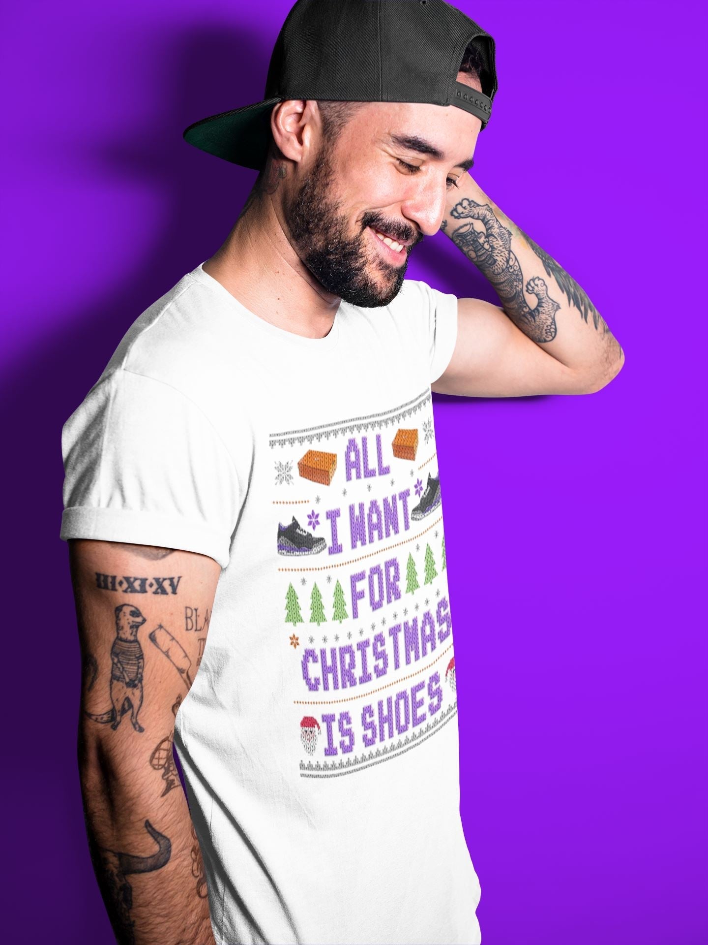 Jordan 3 Court Purple Shirt To Match Jordans All I Want For Christmas Is Shoes Sneaker Tees Jordan 3 Court Purple Drip Gear Zone Sneaker Matching Clothing Unisex Shirts