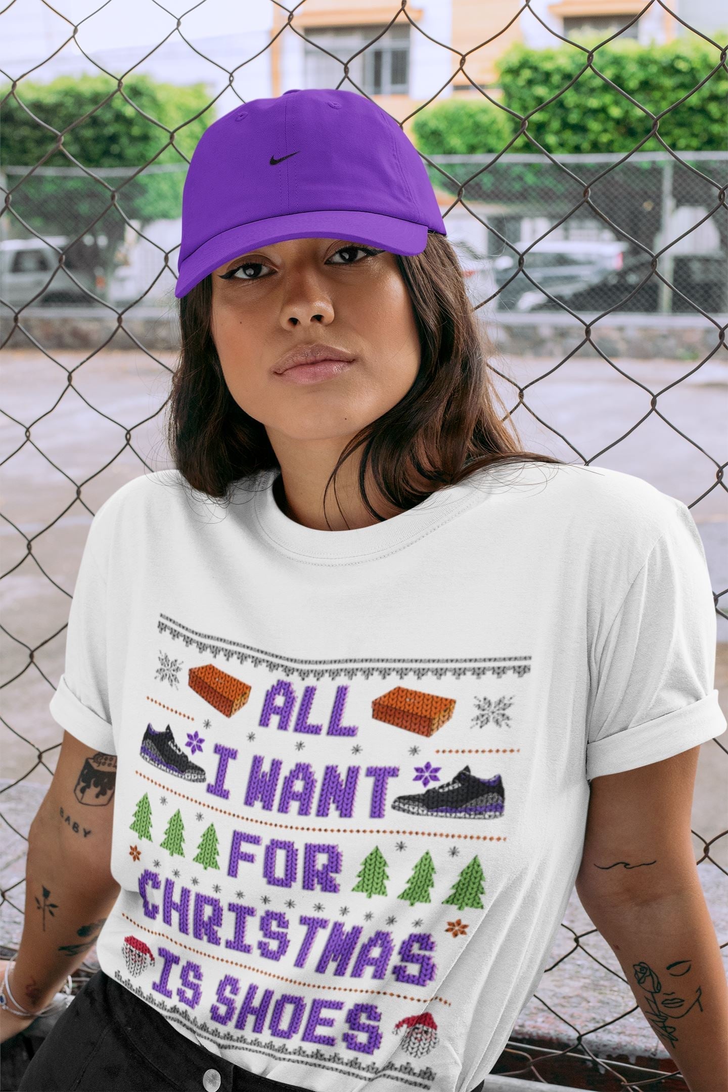 Jordan 3 Court Purple Shirt To Match Jordans All I Want For Christmas Is Shoes Sneaker Tees Jordan 3 Court Purple Drip Gear Zone Sneaker Matching Clothing Unisex Shirts