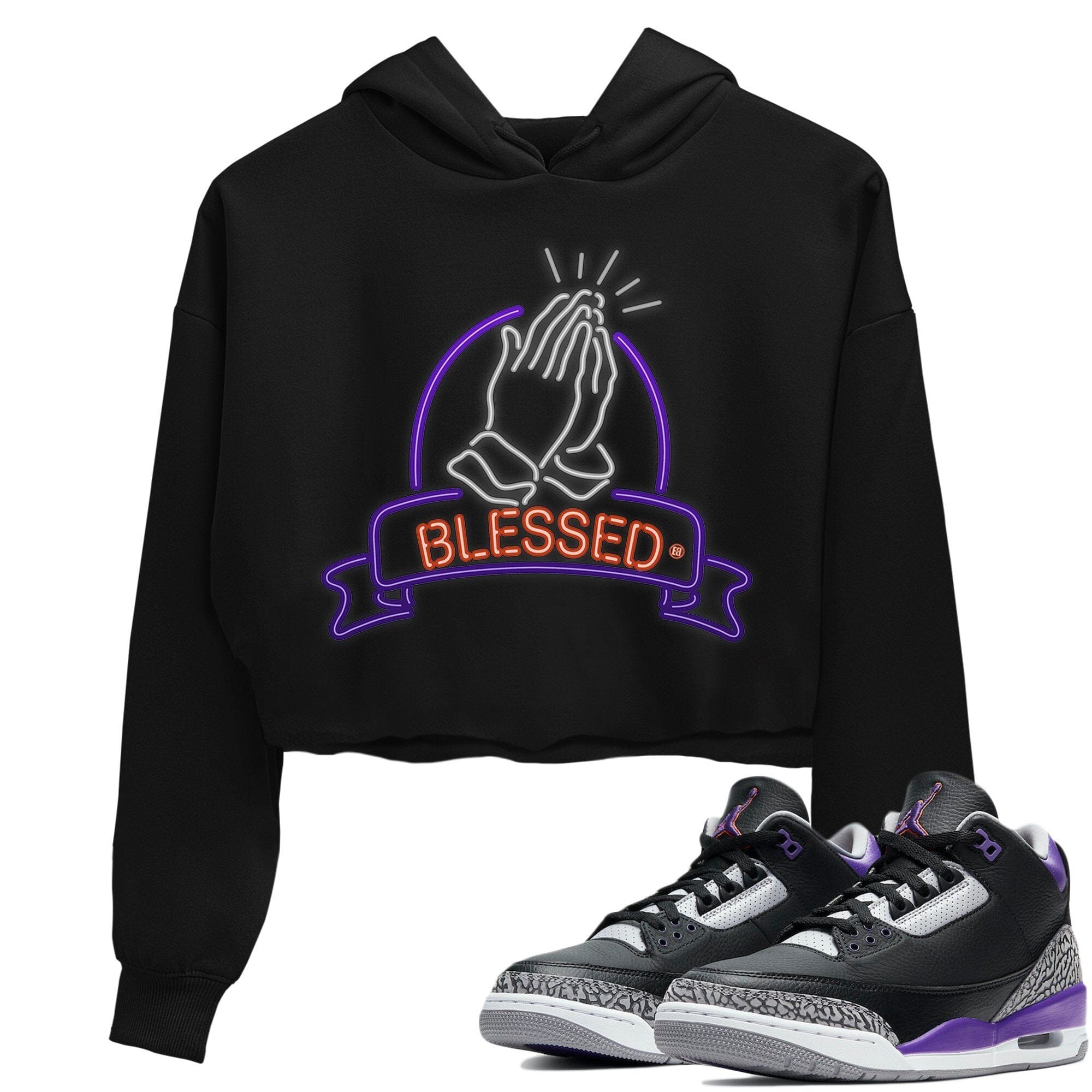Jordan 3 Court Purple Sneaker Matching T-Shirt Blessed Sneaker Tees Jordan 3 Court Purple Sneaker Release Tees Women's Shirts