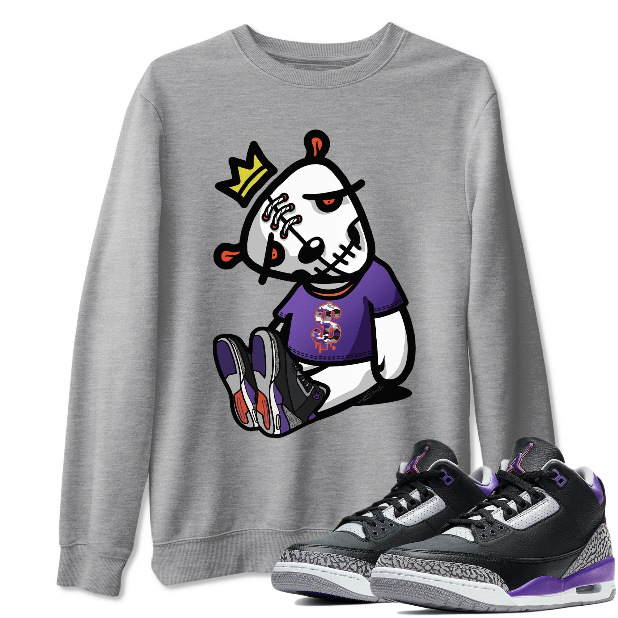 Jordan 3 Court Purple Shirt To Match Jordans Dead Dolls Sneaker Tees Jordan 3 Court Purple Drip Gear Zone Sneaker Matching Clothing Unisex Shirts