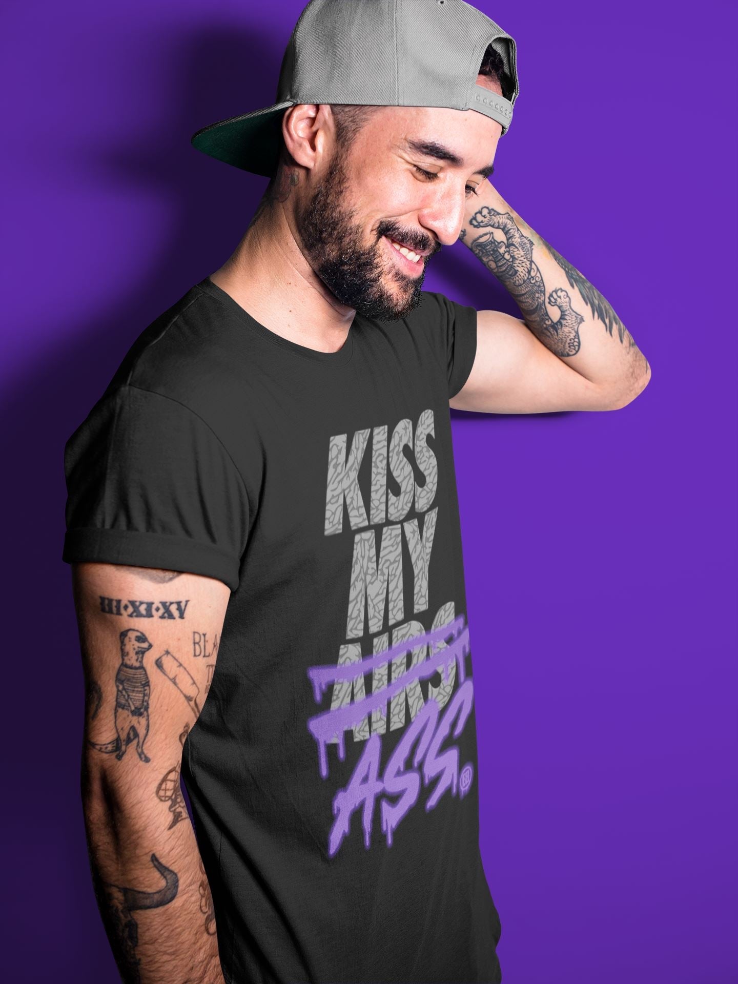 Jordan 3 Court Purple Shirt To Match Jordans Kiss My Ass Sneaker Tees Jordan 3 Court Purple Drip Gear Zone Sneaker Matching Clothing Unisex Shirts