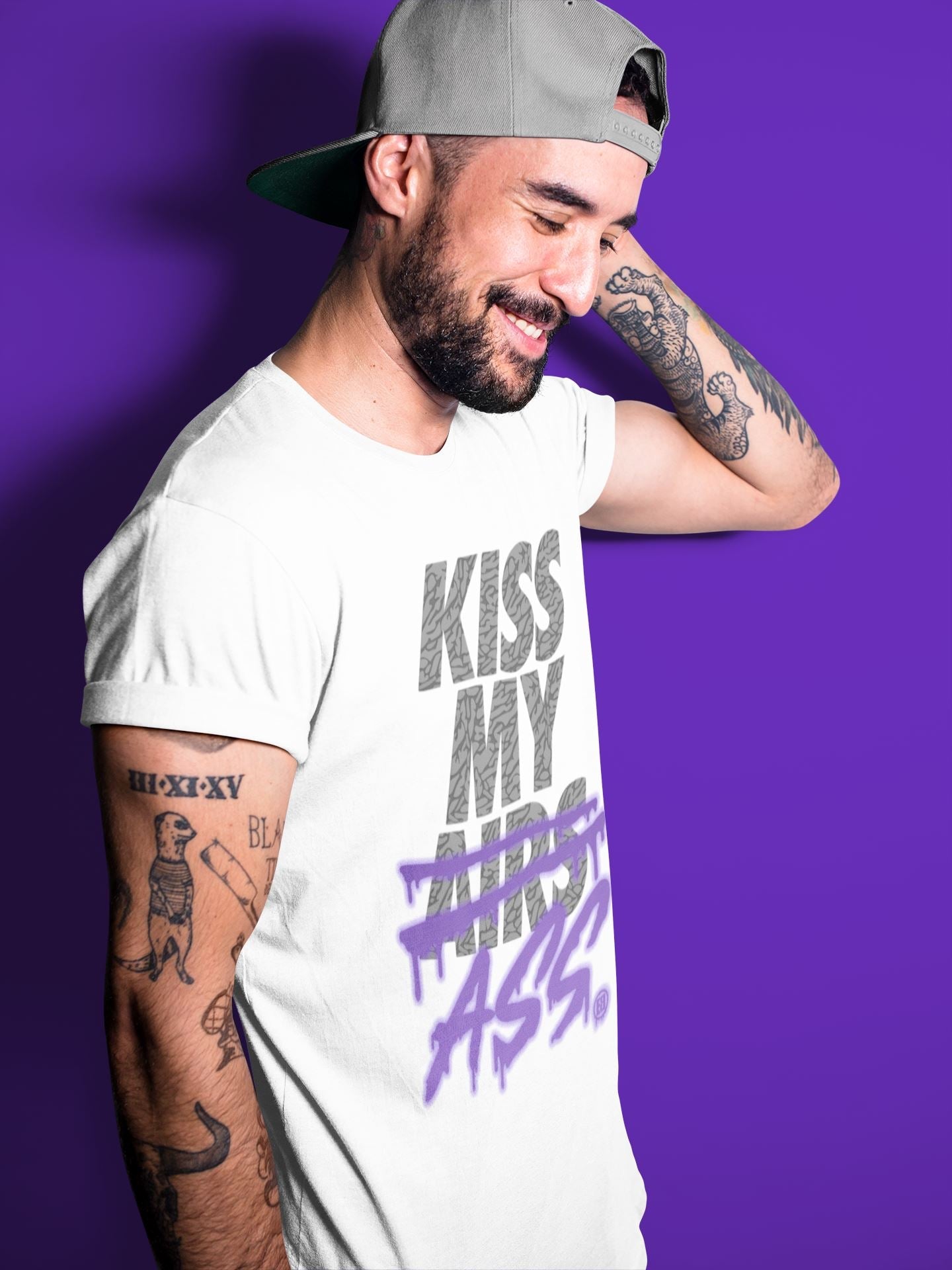 Jordan 3 Court Purple Shirt To Match Jordans Kiss My Ass Sneaker Tees Jordan 3 Court Purple Drip Gear Zone Sneaker Matching Clothing Unisex Shirts