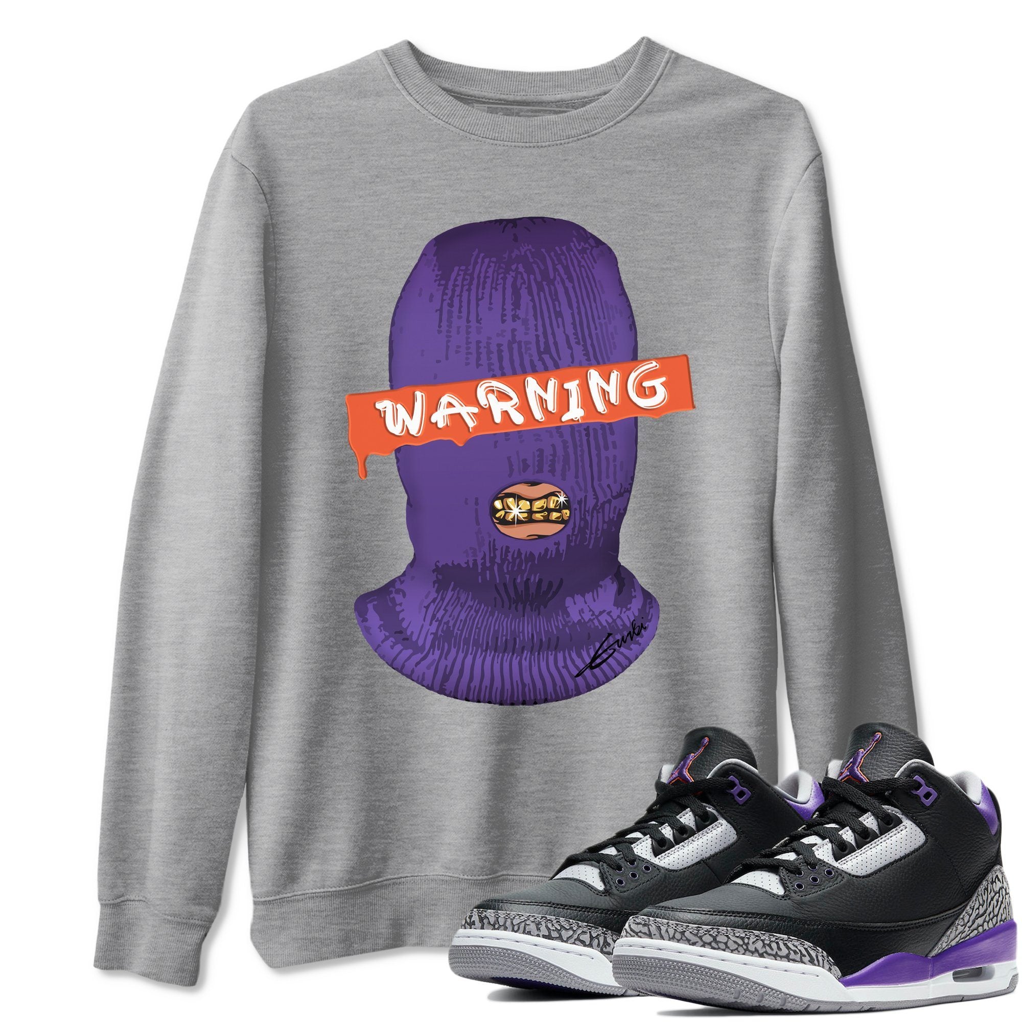 Jordan 3 Court Purple Shirt To Match Jordans Warning Sneaker Tees Jordan 3 Court Purple Drip Gear Zone Sneaker Matching Clothing Unisex Shirts