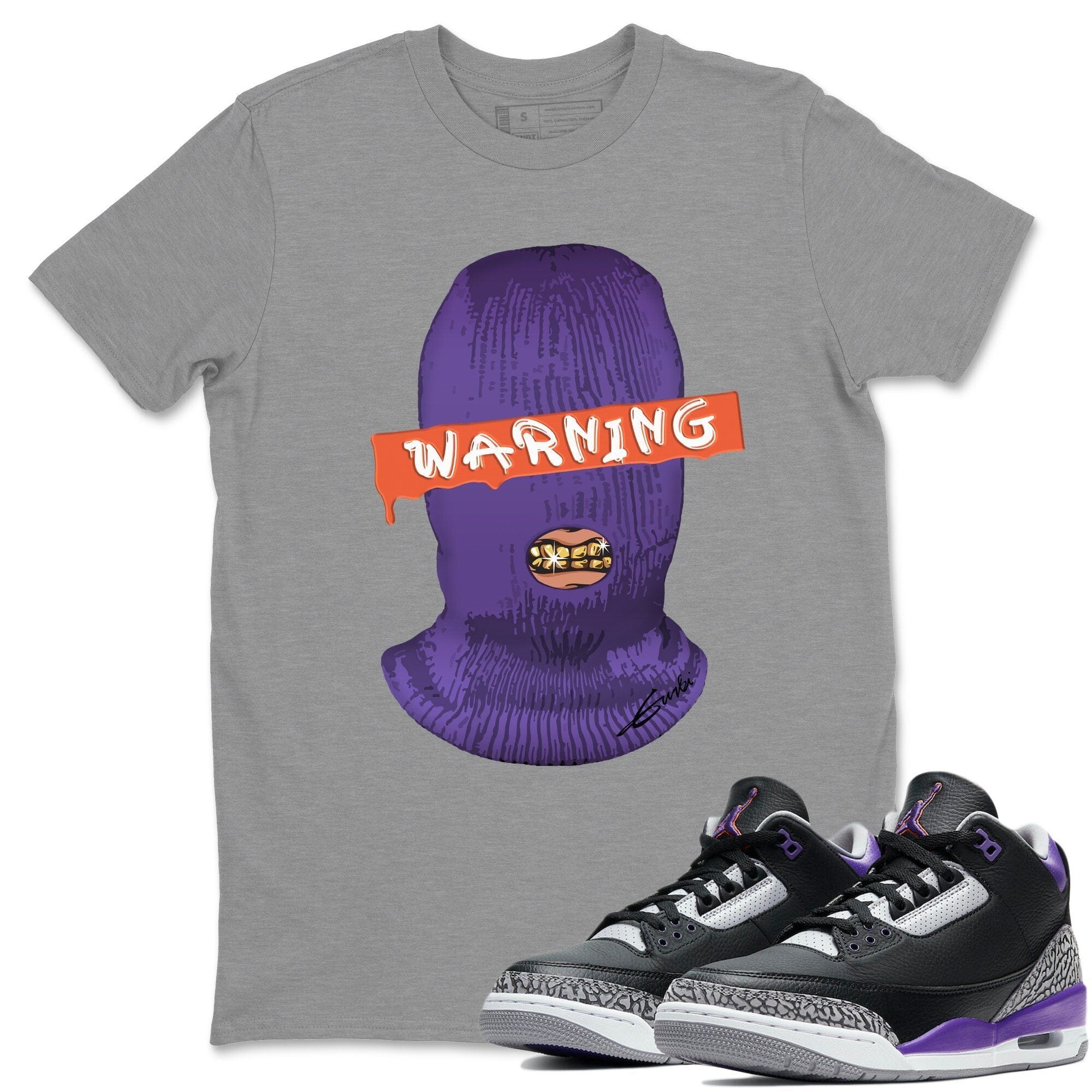 Jordan 3 Court Purple Shirt To Match Jordans Warning Sneaker Tees Jordan 3 Court Purple Drip Gear Zone Sneaker Matching Clothing Unisex Shirts