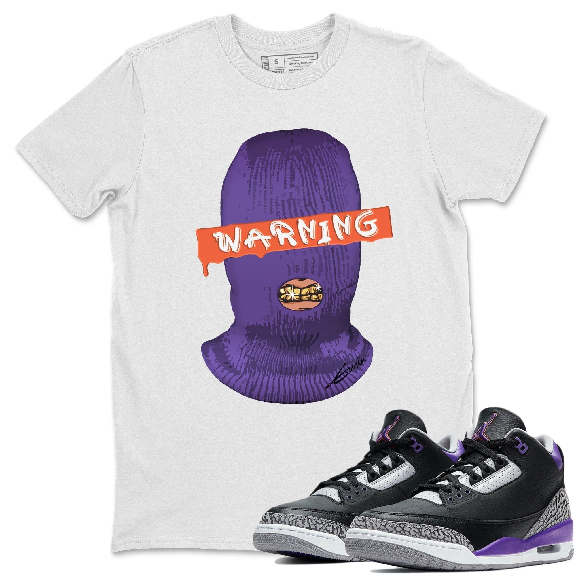 Jordan 3 Court Purple Shirt To Match Jordans Warning Sneaker Tees Jordan 3 Court Purple Drip Gear Zone Sneaker Matching Clothing Unisex Shirts