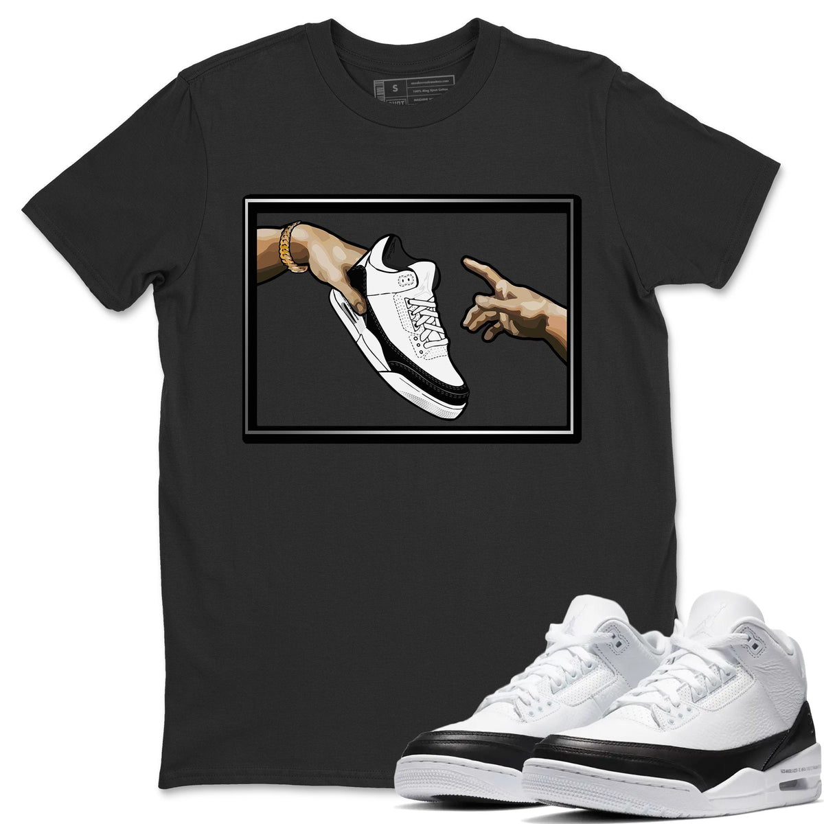 Jordan 3 Fragment Sneaker Matching T-Shirt Adam's Creation Sneaker Tees Jordan 3 Fragment Sneaker Release Tees Crew Neck Tees