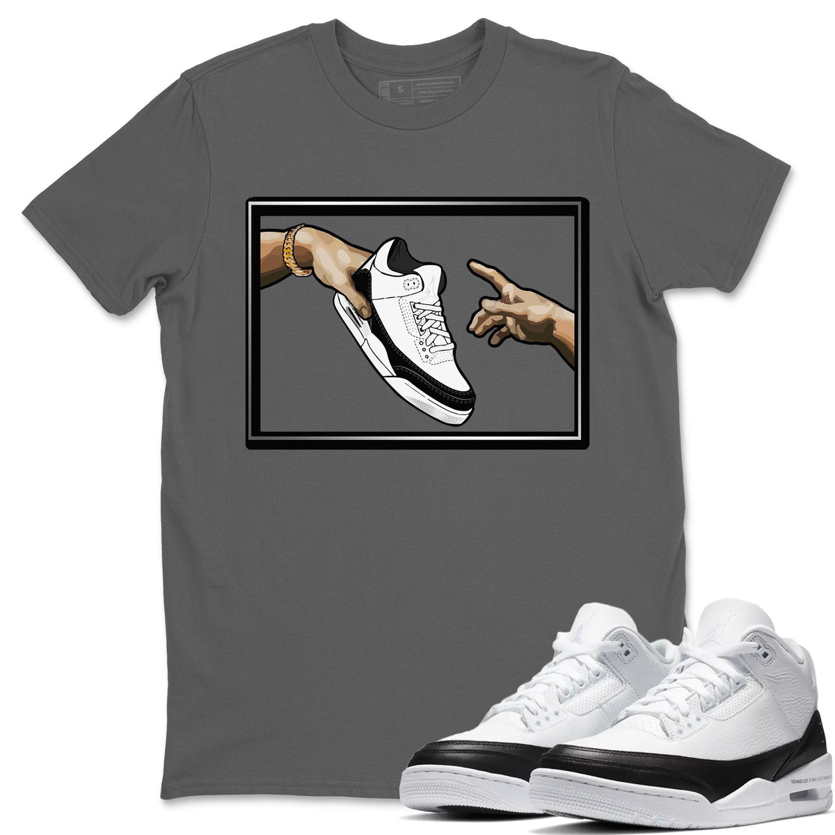Jordan 3 Fragment Sneaker Matching T-Shirt Adam's Creation Sneaker Tees Jordan 3 Fragment Sneaker Release Tees Crew Neck Tees