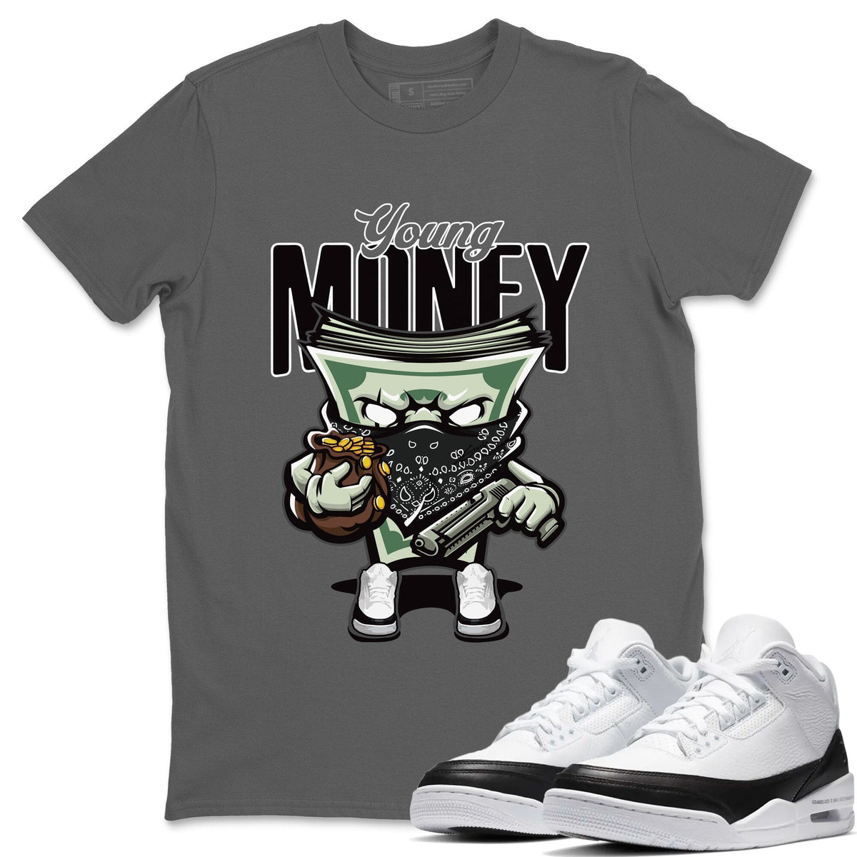 Jordan 3 Fragment Sneaker Matching T-Shirt Young Money Sneaker Tees Jordan 3 Fragment Sneaker Release Tees Crew Neck Tees