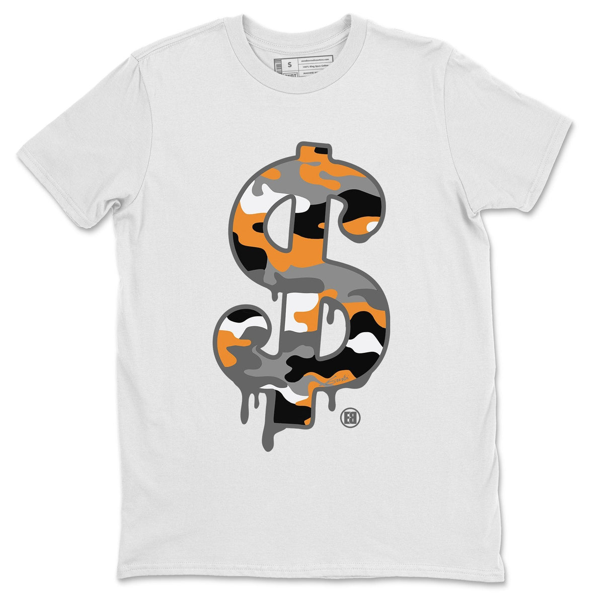 Jordan 3 Laser Orange Sneaker Matching T-Shirt Dollar Camo Sneaker Tees Jordan 3 Laser Orange Sneaker Release Tees Crew Neck Tees