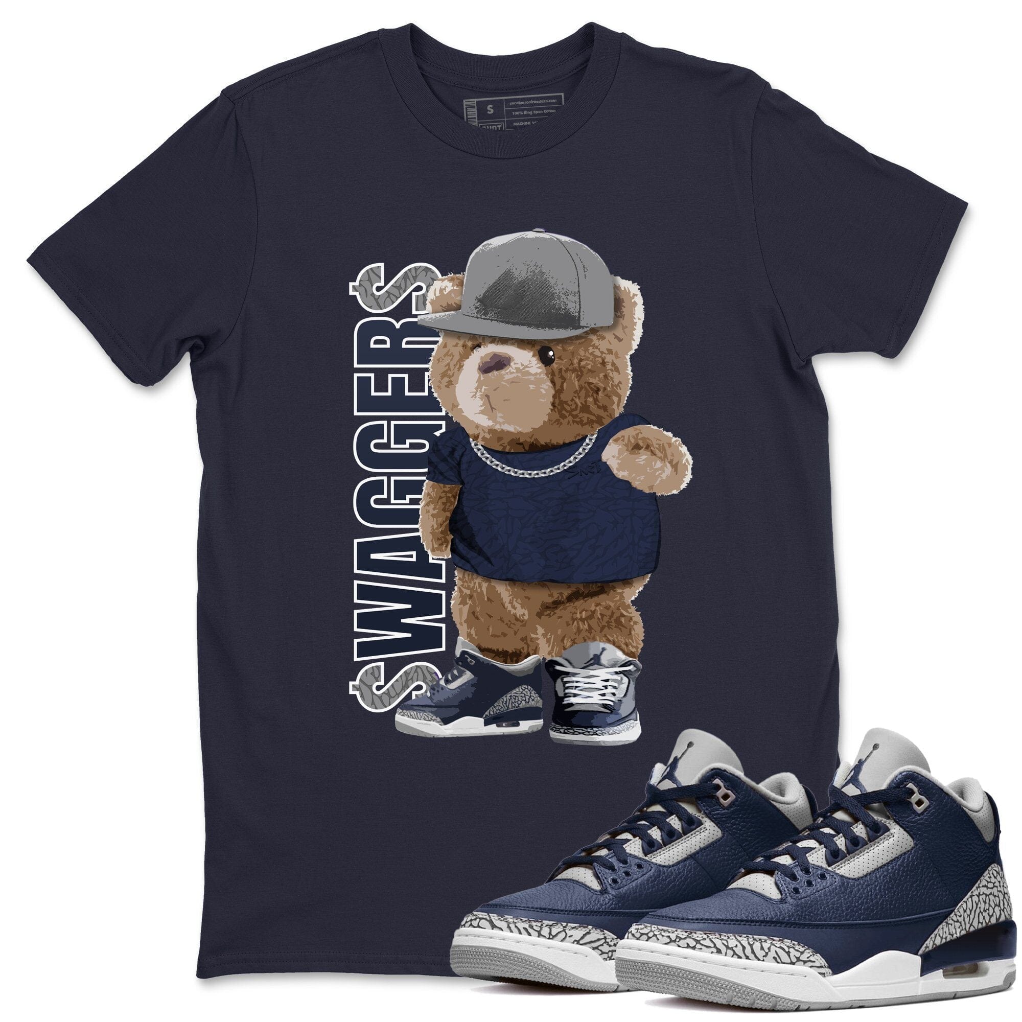 Jordan 3 Midnight Navy Shirt To Match Jordans Bear Swaggers Sneaker Tees Jordan 3 Midnight Navy Drip Gear Zone Sneaker Matching Clothing Unisex Shirts