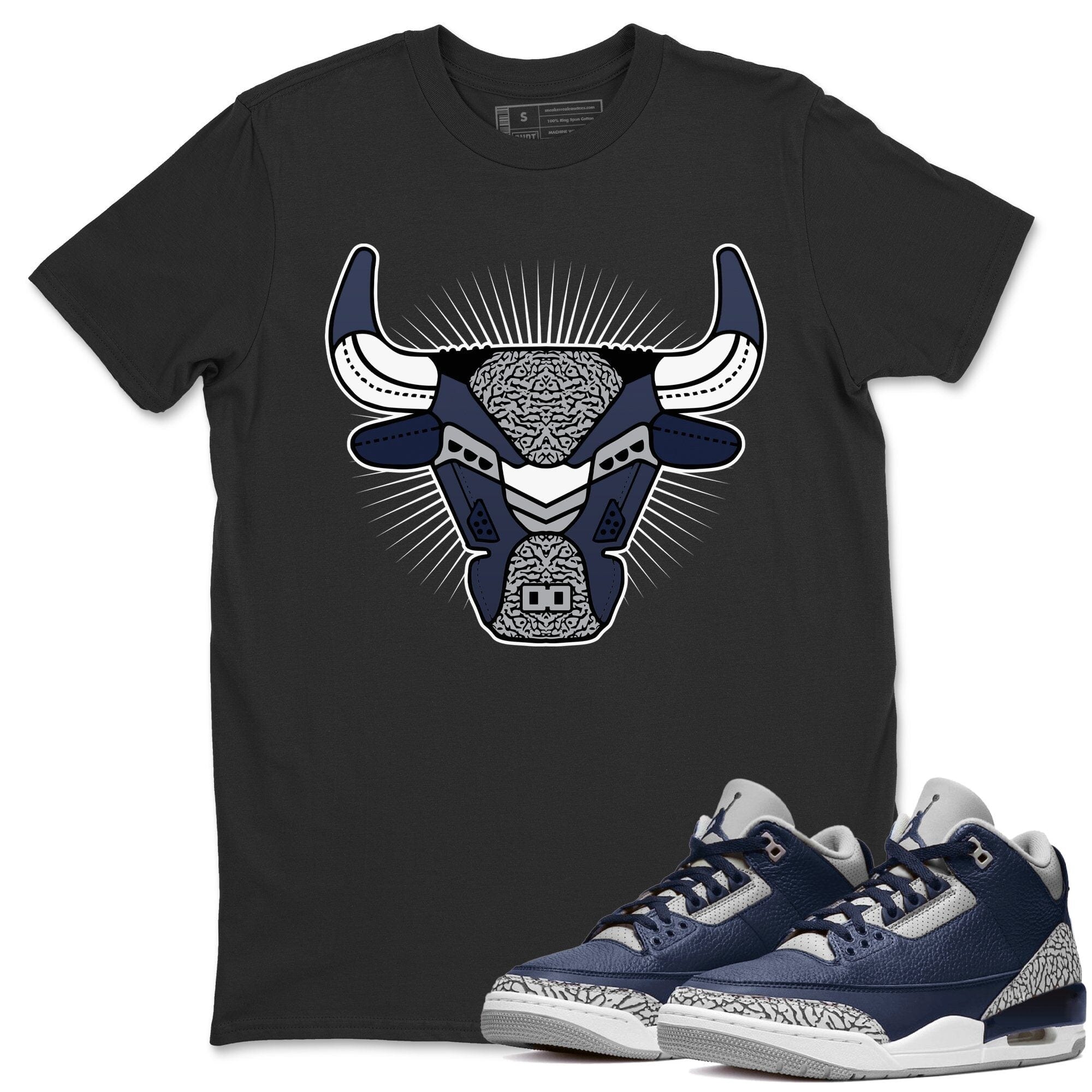 Jordan 3 Midnight Navy Shirt To Match Jordans Bull Head Sneaker Tees Jordan 3 Midnight Navy Drip Gear Zone Sneaker Matching Clothing Unisex Shirts