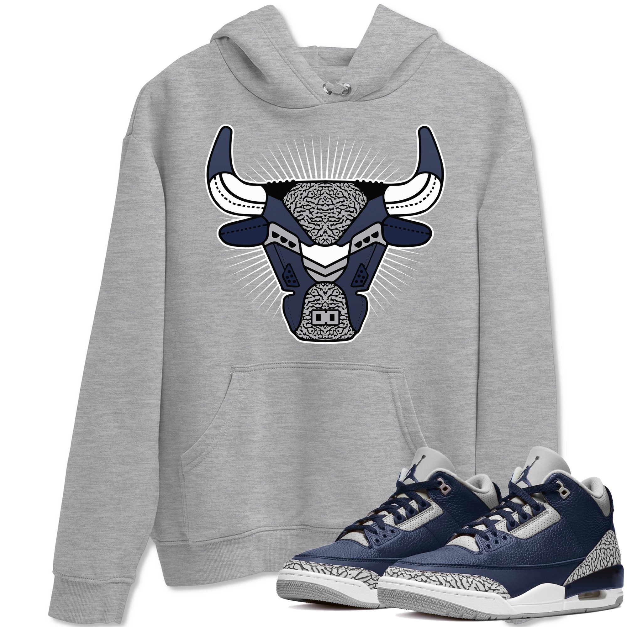 Jordan 3 Midnight Navy Shirt To Match Jordans Bull Head Sneaker Tees Jordan 3 Midnight Navy Drip Gear Zone Sneaker Matching Clothing Unisex Shirts