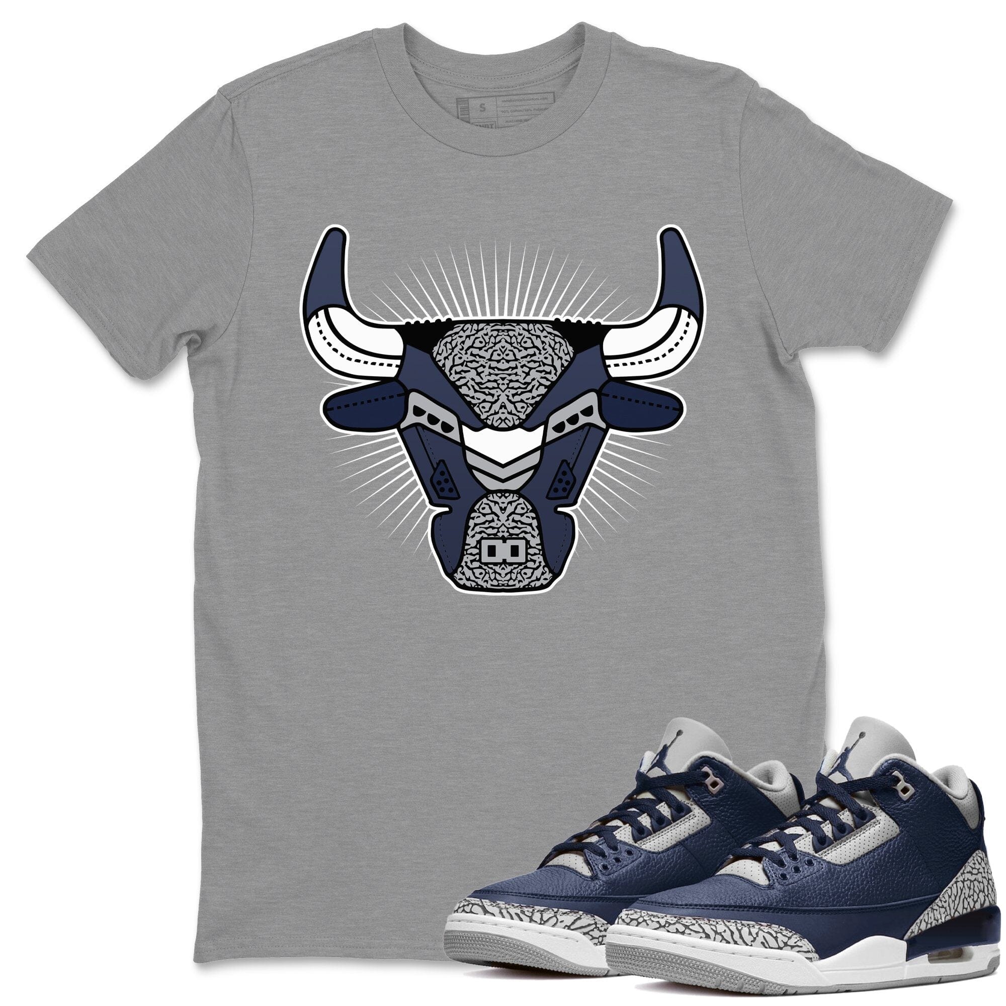 Jordan 3 Midnight Navy Shirt To Match Jordans Bull Head Sneaker Tees Jordan 3 Midnight Navy Drip Gear Zone Sneaker Matching Clothing Unisex Shirts