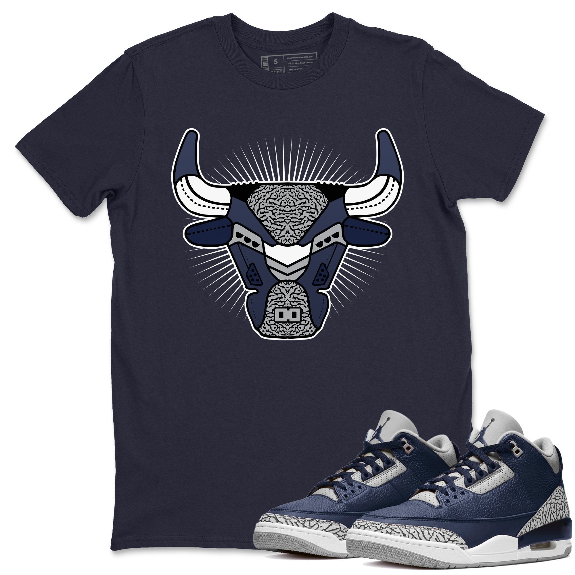 Jordan 3 Midnight Navy Shirt To Match Jordans Bull Head Sneaker Tees Jordan 3 Midnight Navy Drip Gear Zone Sneaker Matching Clothing Unisex Shirts