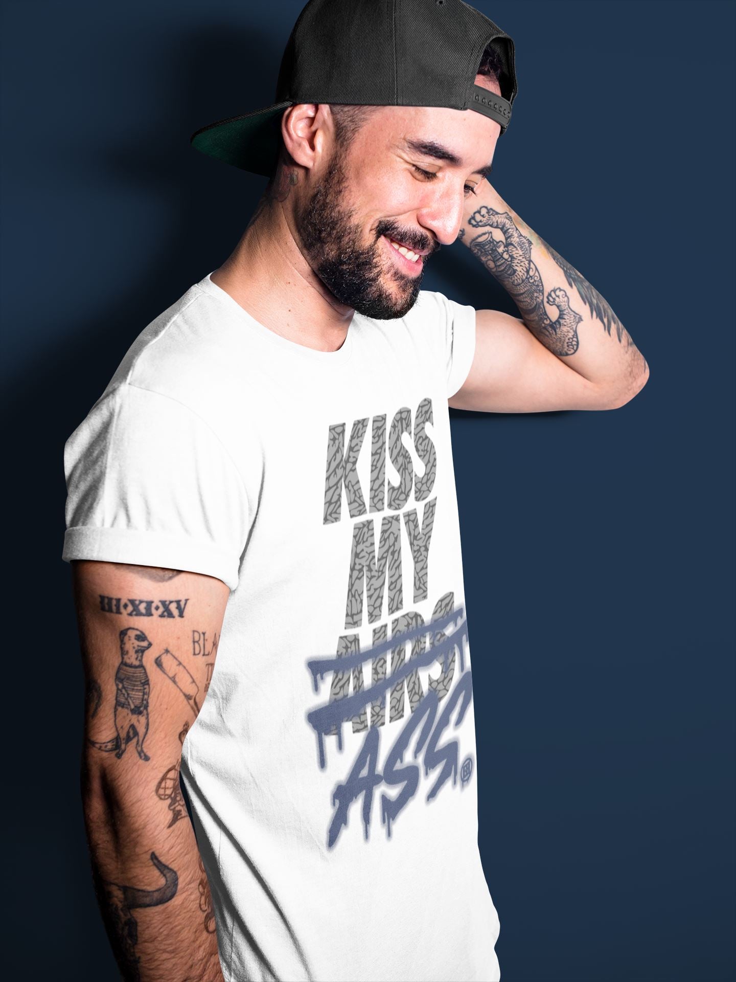 Jordan 3 Midnight Navy Shirt To Match Jordans Kiss My Ass Sneaker Tees Jordan 3 Midnight Navy Drip Gear Zone Sneaker Matching Clothing Unisex Shirts