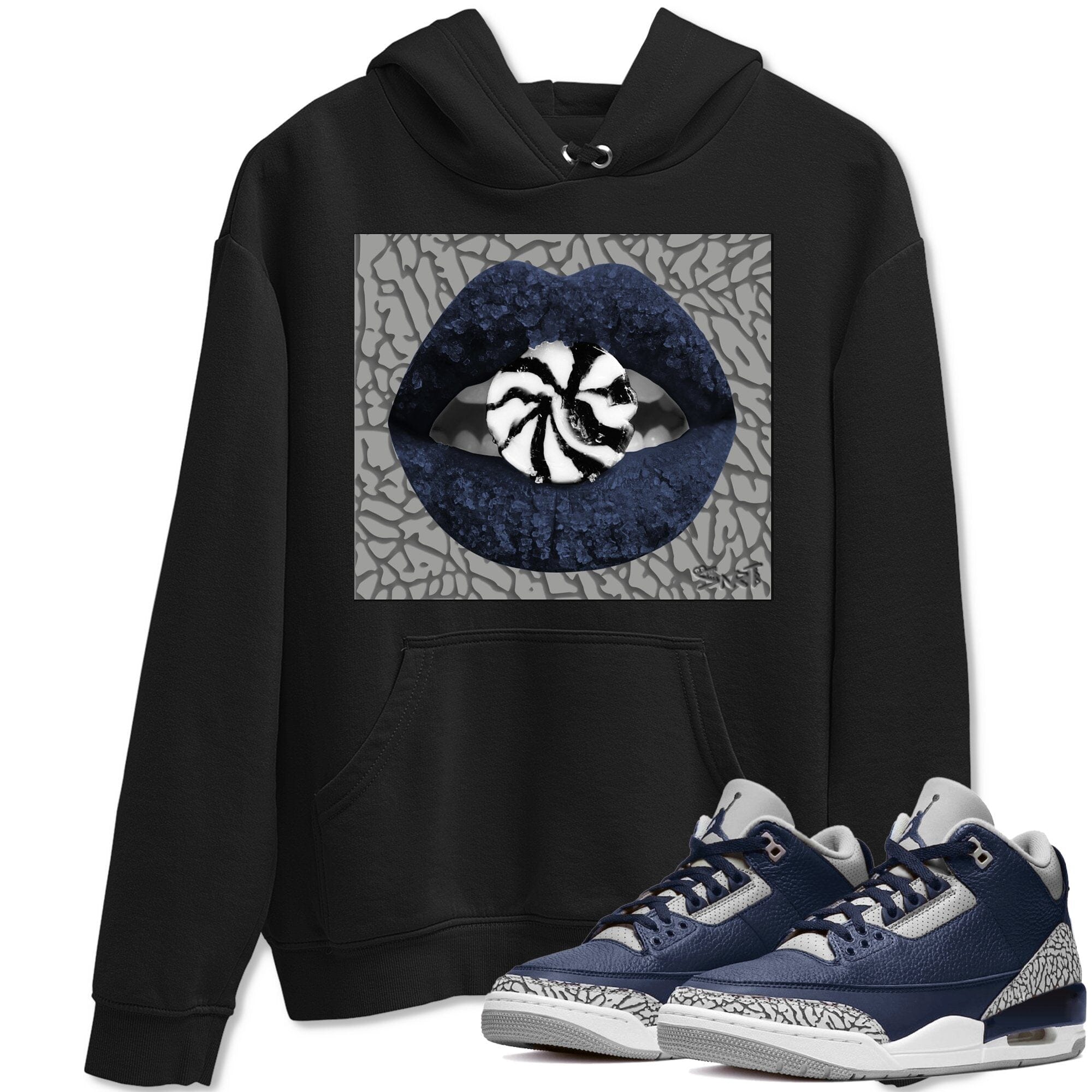 Jordan 3 Midnight Navy Shirt To Match Jordans Lips Candy Sneaker Tees Jordan 3 Midnight Navy Drip Gear Zone Sneaker Matching Clothing Unisex Shirts