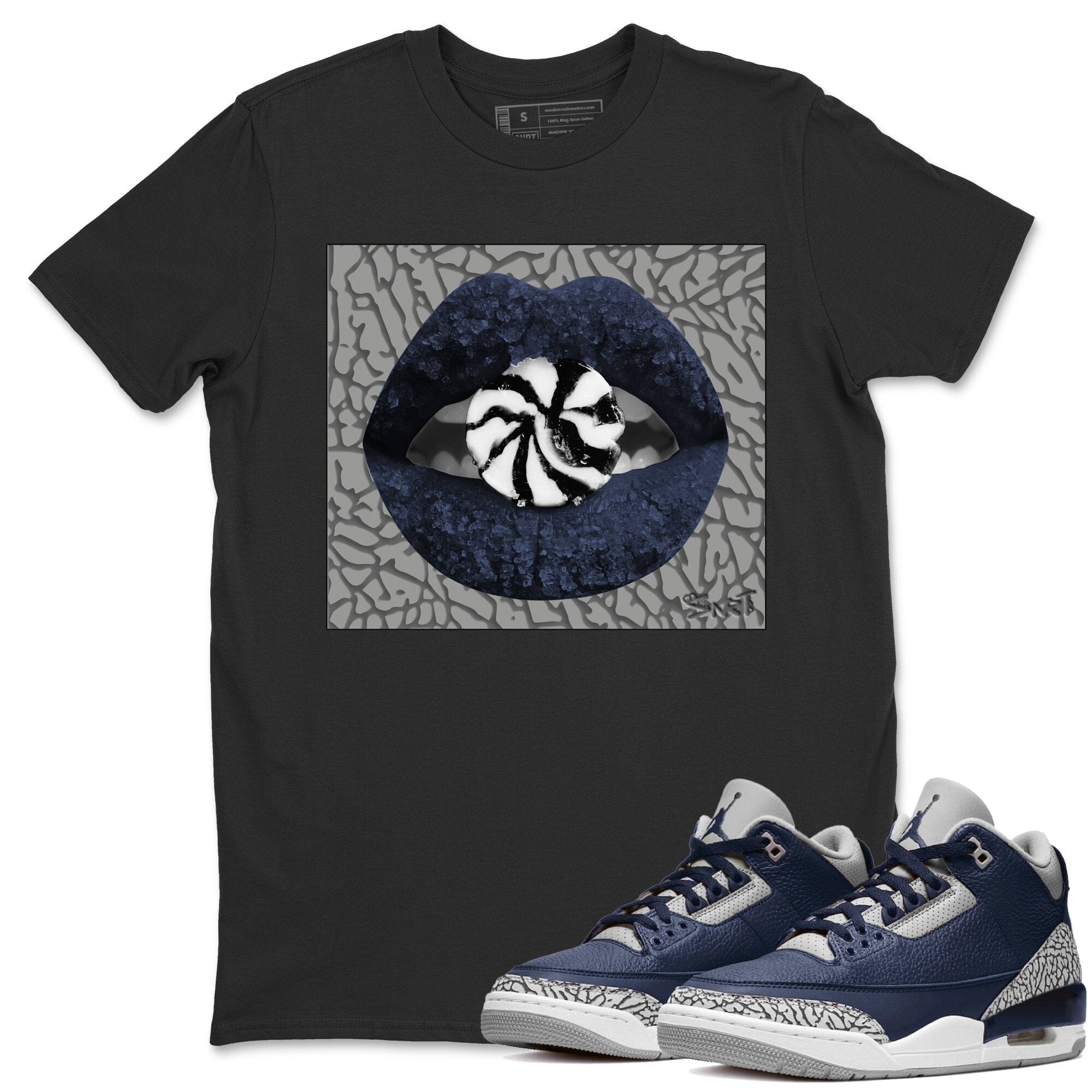 Jordan 3 Midnight Navy Shirt To Match Jordans Lips Candy Sneaker Tees Jordan 3 Midnight Navy Drip Gear Zone Sneaker Matching Clothing Unisex Shirts